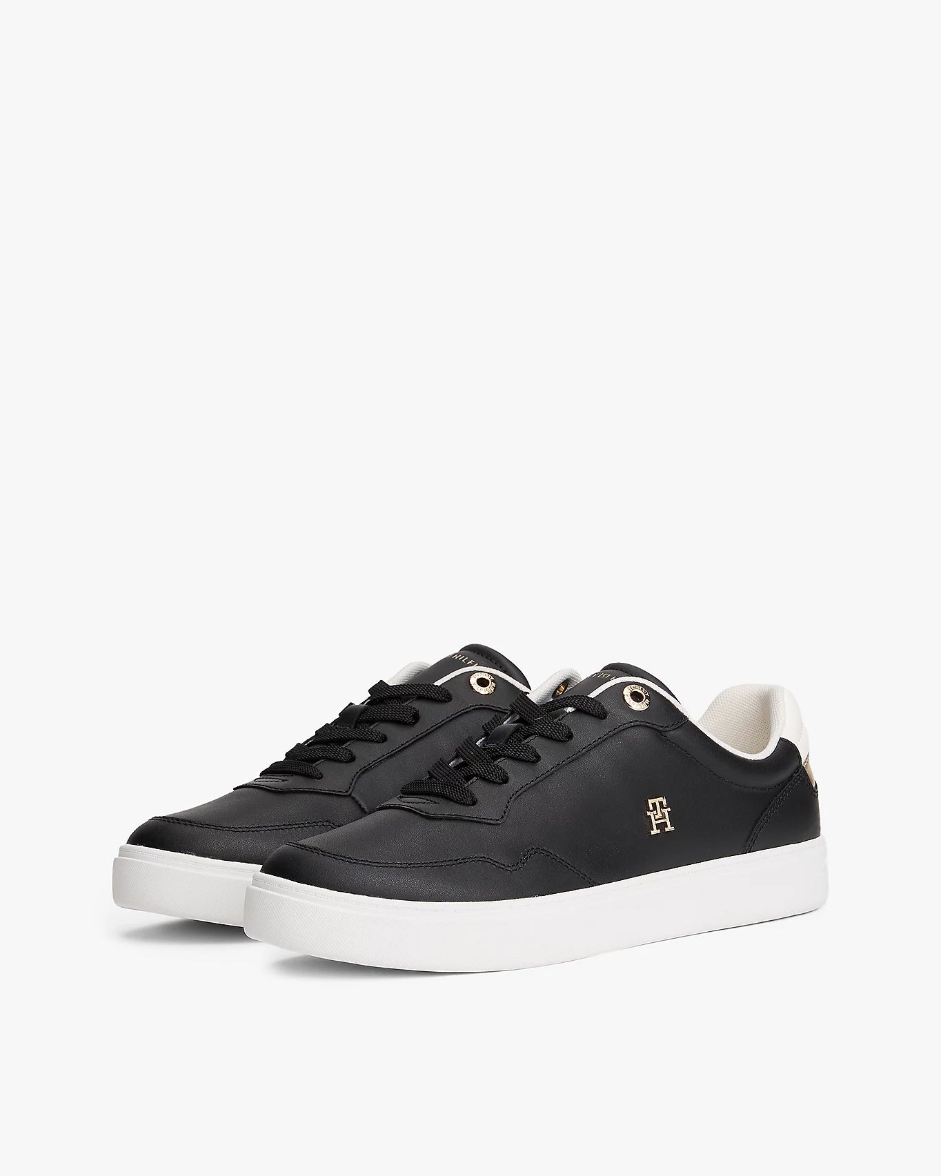 Tommy Hilfiger Elevated Womens Leather Court Trainers Black – CHO