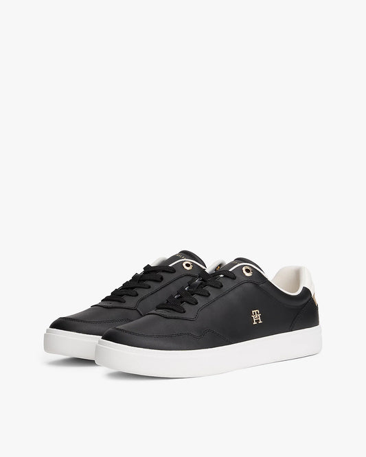 Tommy Hilfiger Elevated Womens Leather Court Trainers - Black