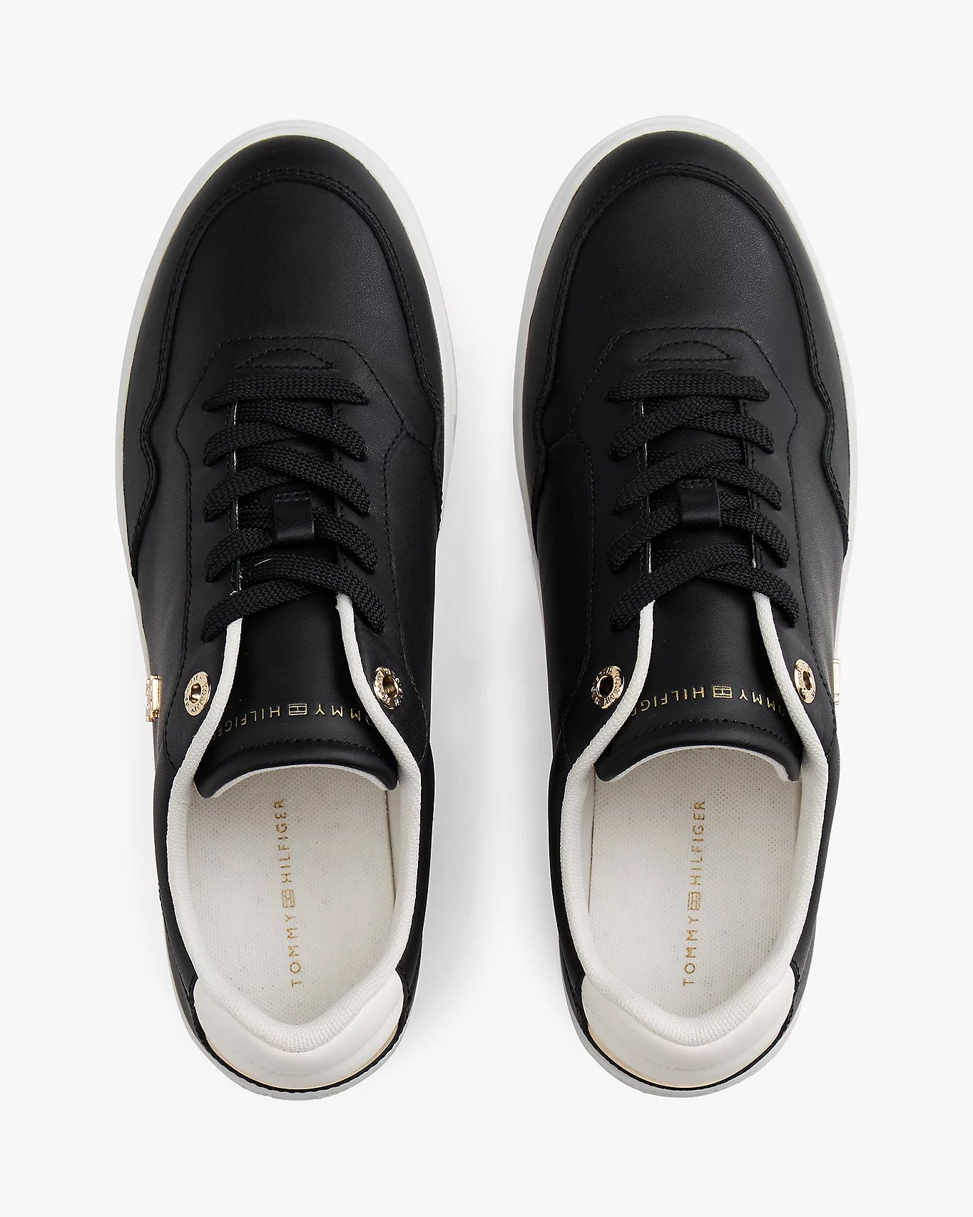Tommy Hilfiger Elevated Womens Leather Court Trainers - Black