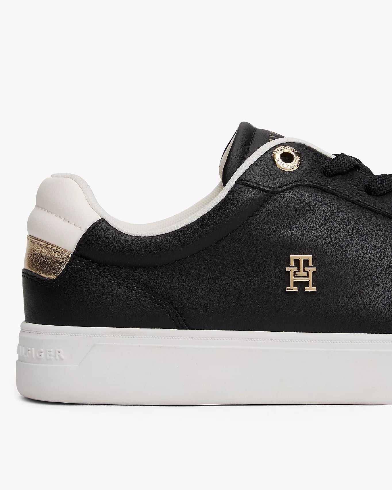 Tommy Hilfiger Elevated Womens Leather Court Trainers - Black