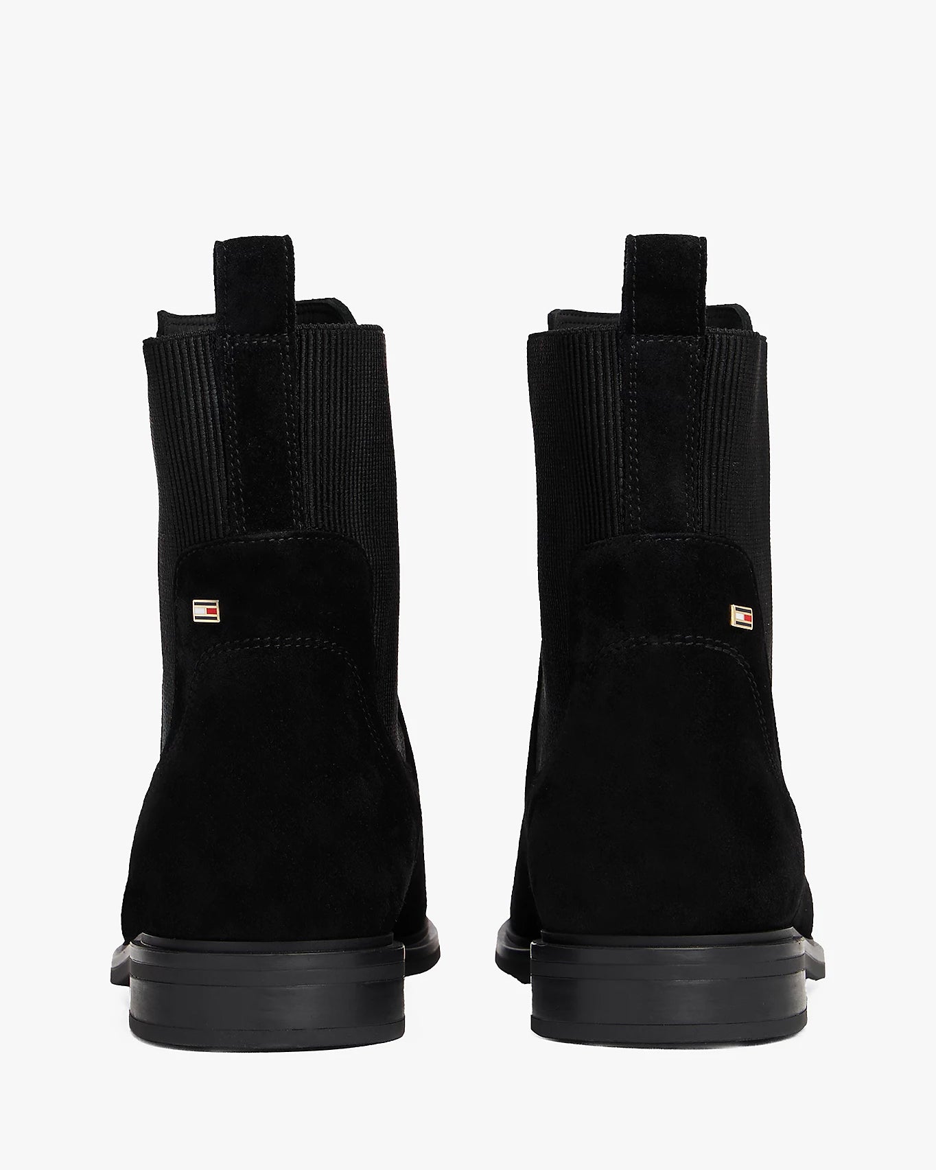 Tommy Hilfiger Flag Womens Suede Chelsea Boots - Black