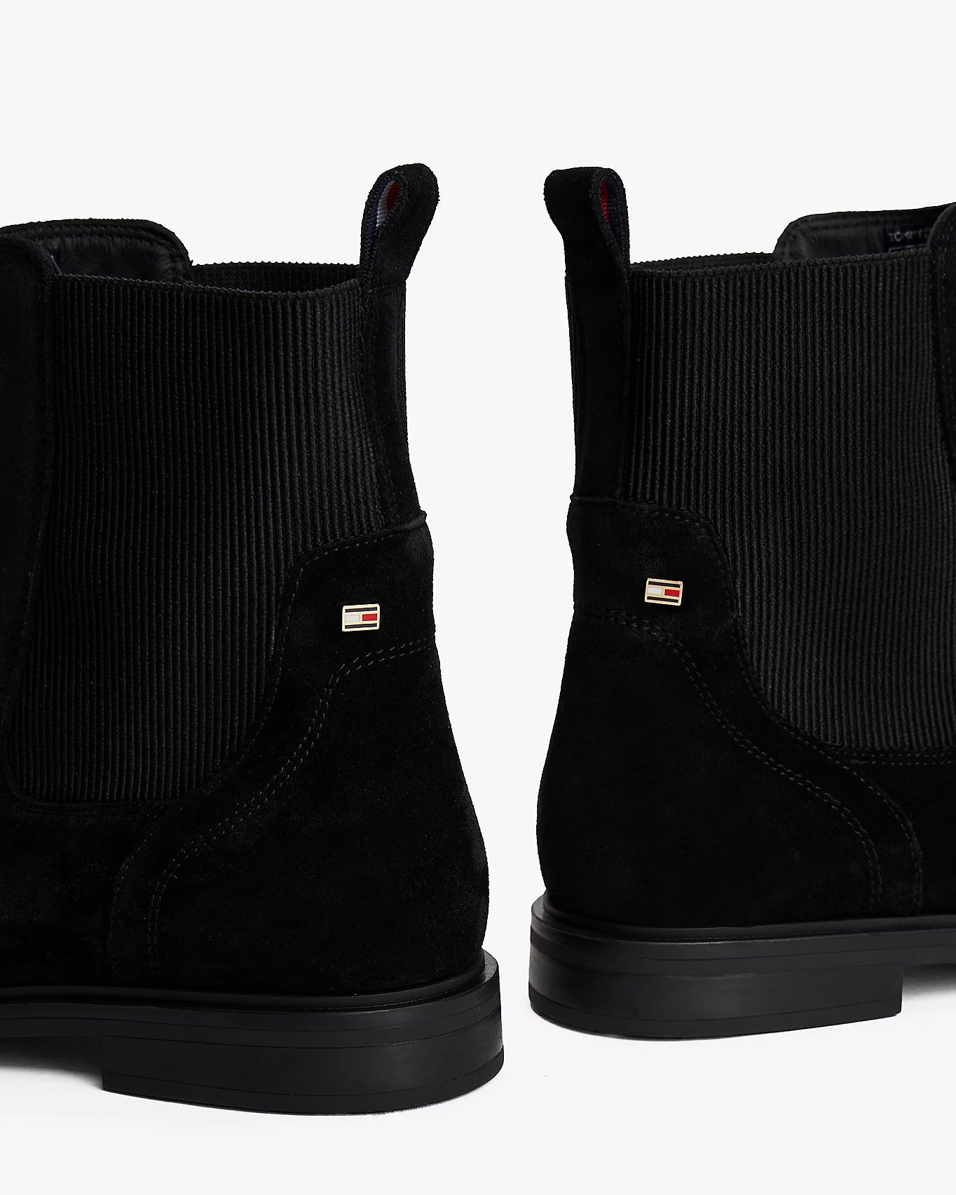 Tommy Hilfiger Flag Womens Suede Chelsea Boots - Black
