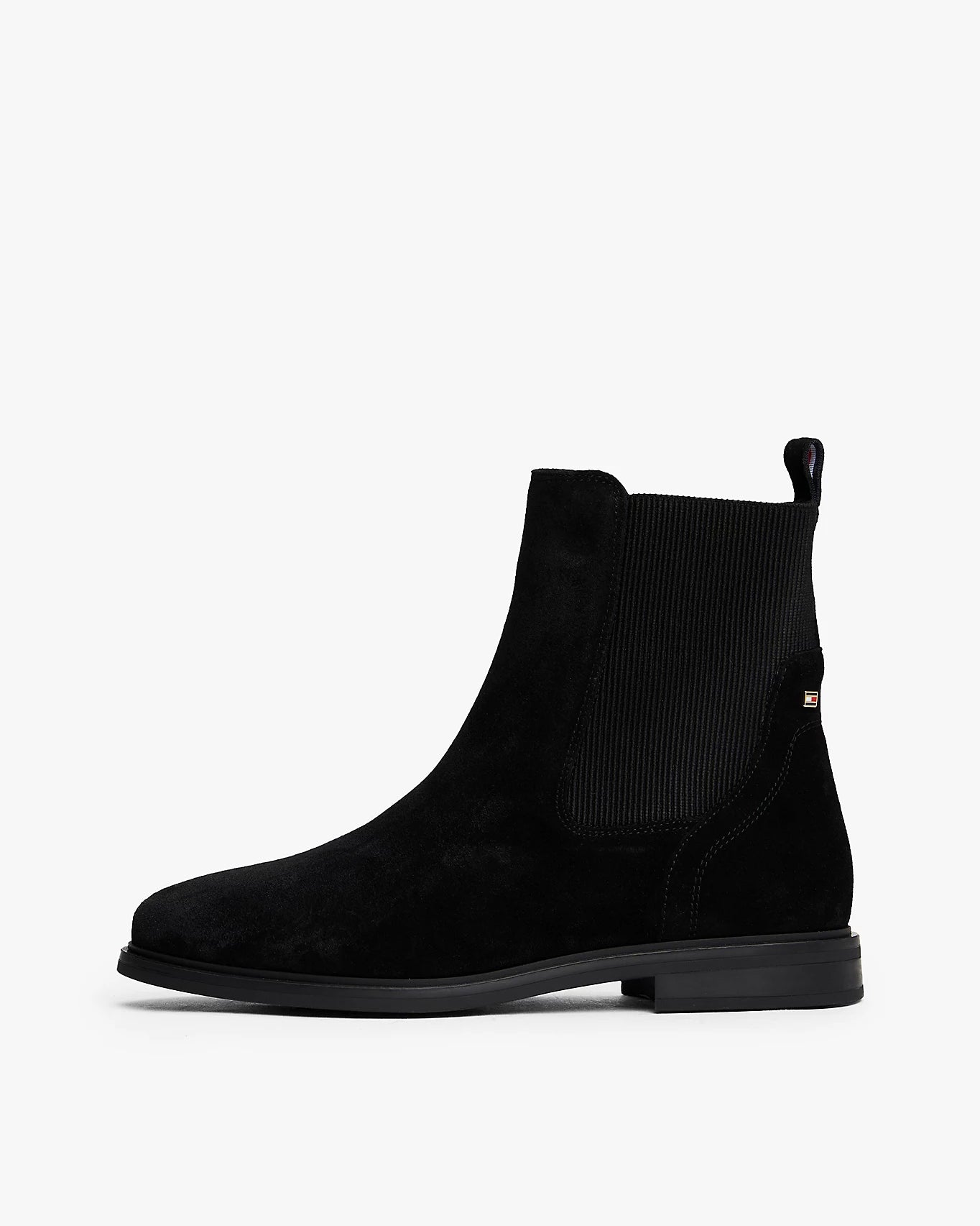 Tommy Hilfiger Flag Womens Suede Chelsea Boots - Black