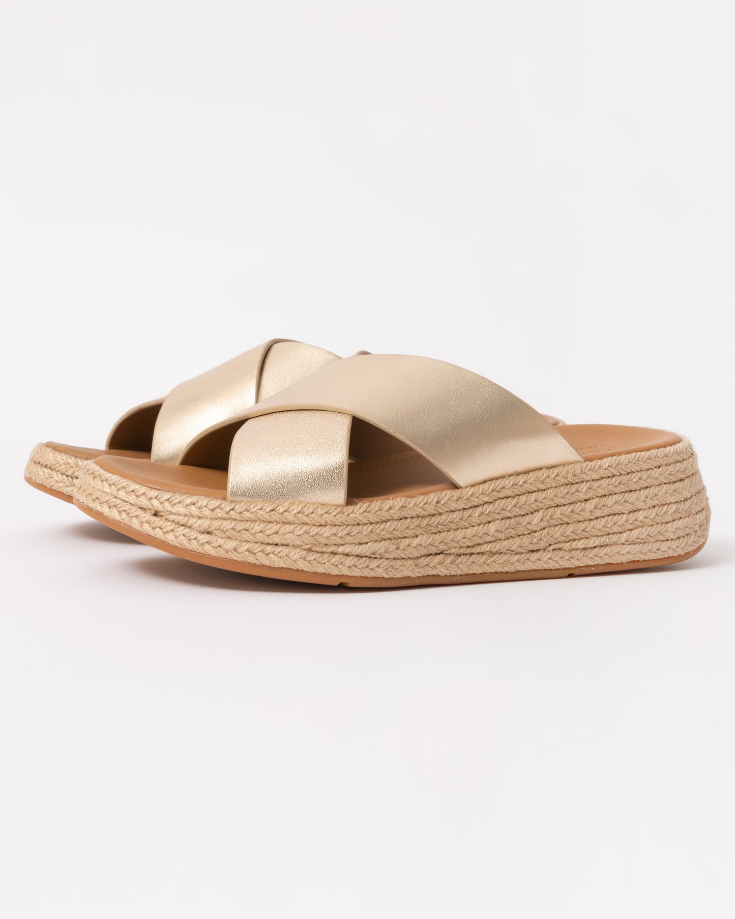 FitFlop Womens F-Mode Espadrille Leather Flatform Cross Slides