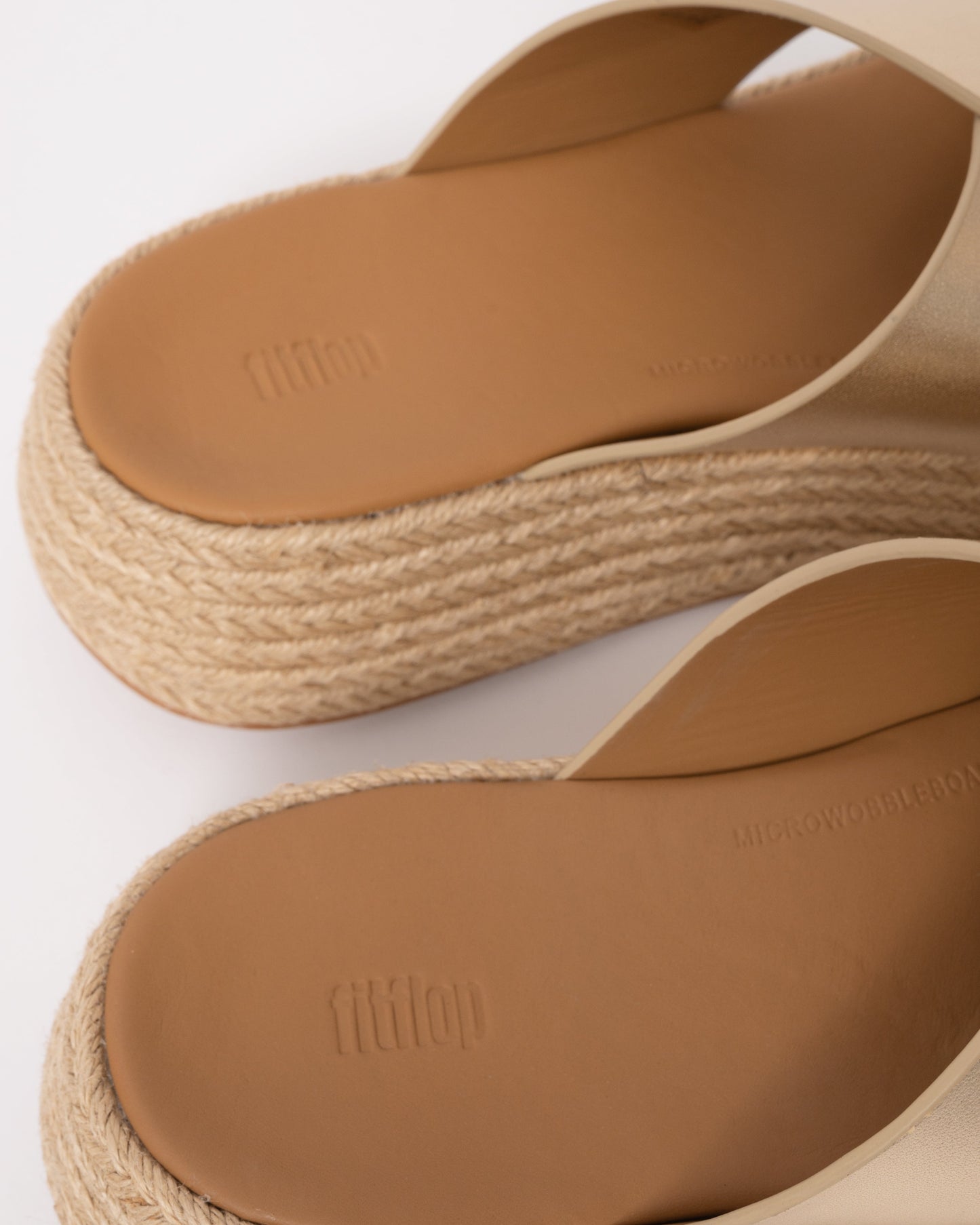 FitFlop Womens F-Mode Espadrille Leather Flatform Cross Slides - Platino 675