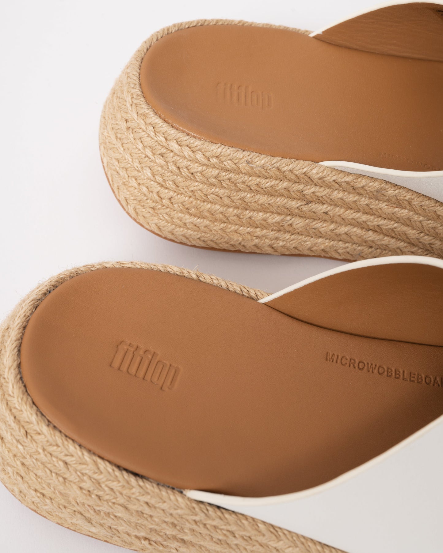 FitFlop Womens F-Mode Espadrille Leather Flatform Cross Slides - Urban White 194