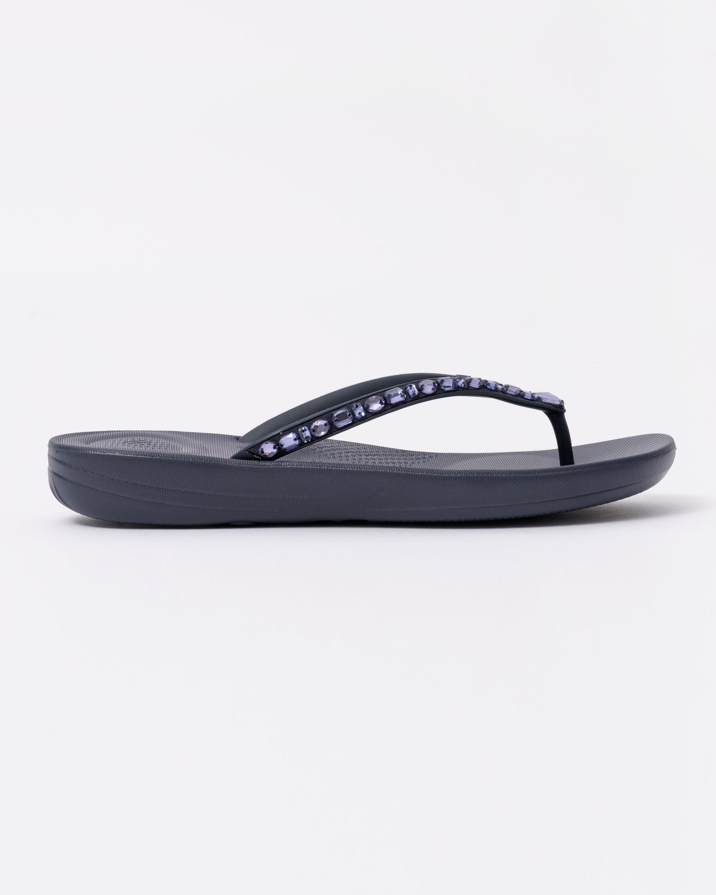 FitFlop Womens iQushion Multi-Crystal Ergonomic Flip-Flops - Midnight Navy 399