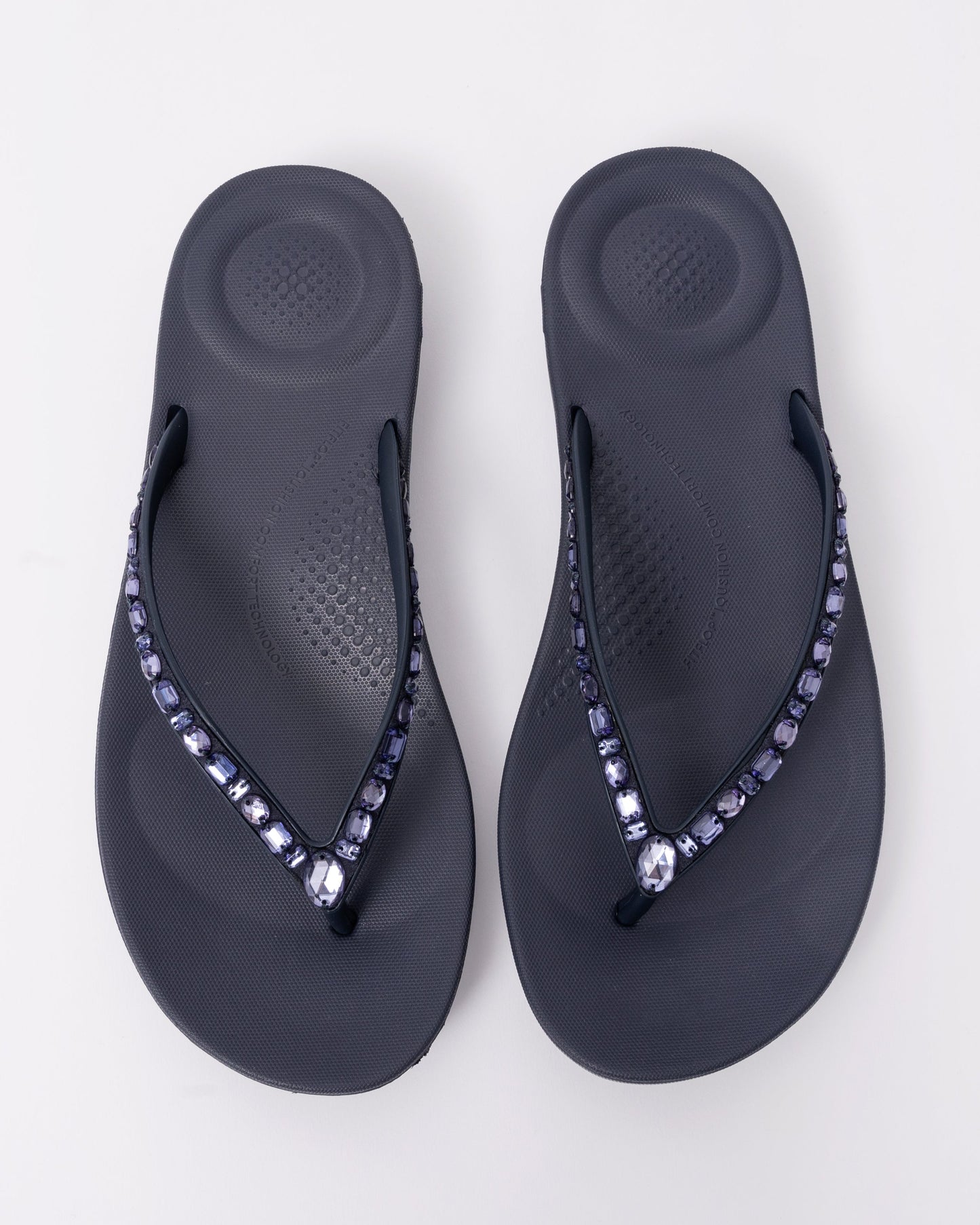 FitFlop Womens iQushion Multi-Crystal Ergonomic Flip-Flops - Midnight Navy 399
