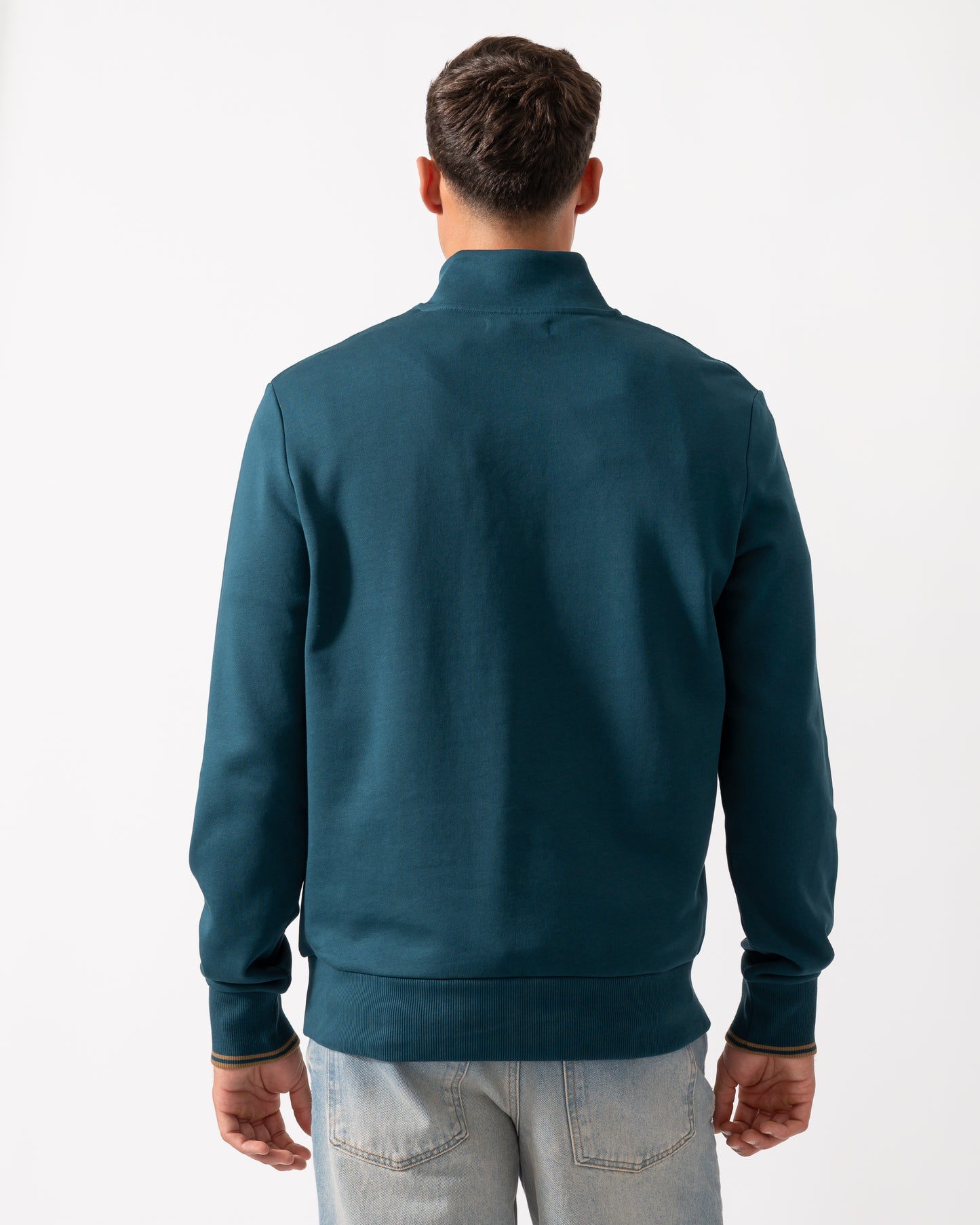 Fred Perry Mens Half Zip Sweatshirt - Dark Petrol/Shaded Stone Z48