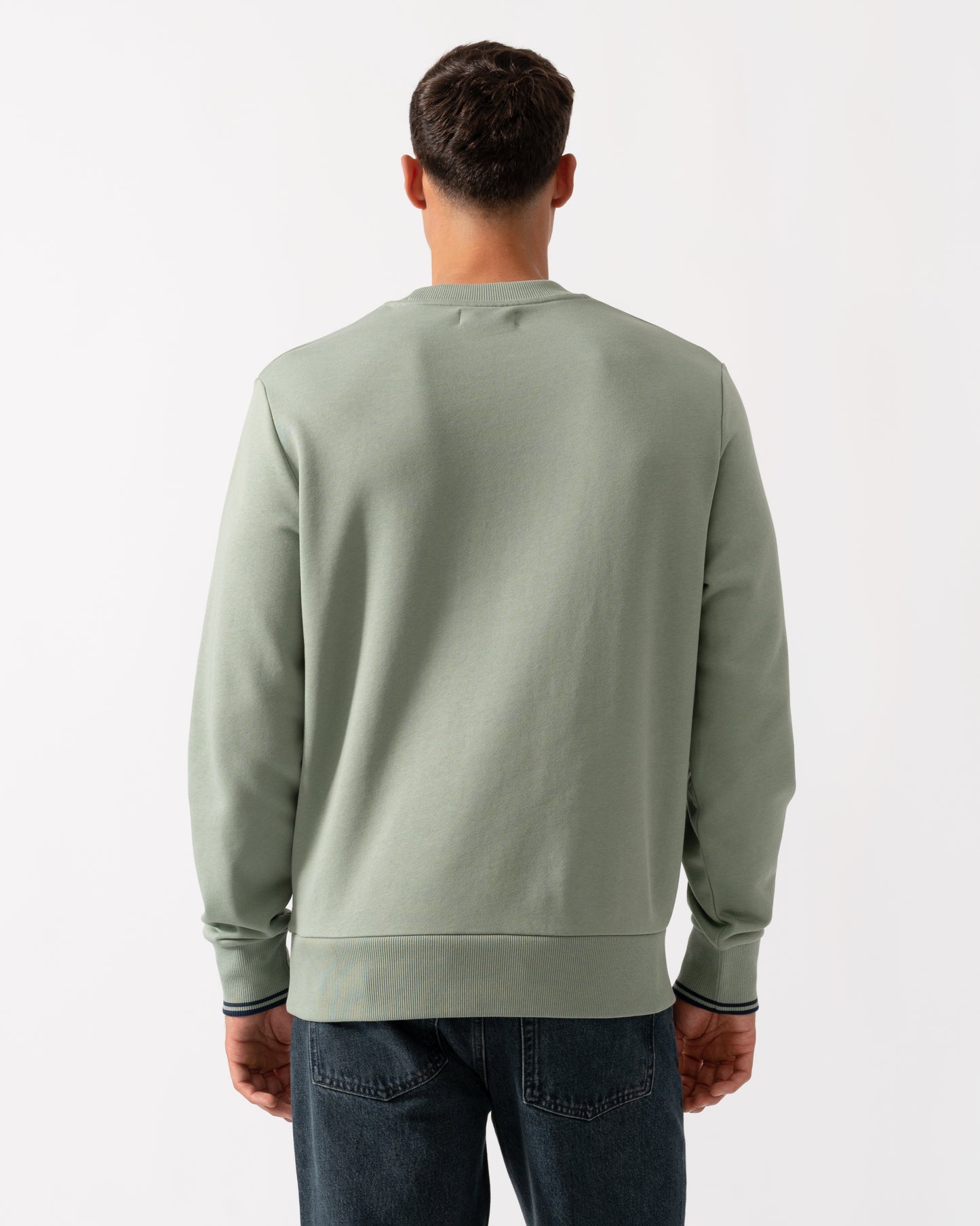 Fred Perry Mens Crew Neck Sweatshirt - Bayleaf/Dark Airforce/Tennis Blue Z49