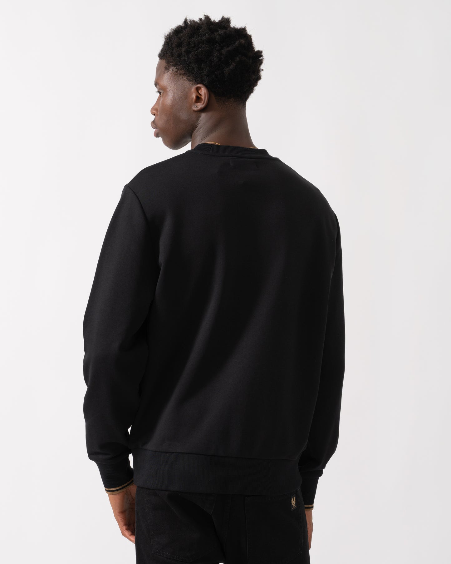 Fred Perry Mens Crew Neck Sweatshirt - Black/Shaded Stone/Shaded Stone S77