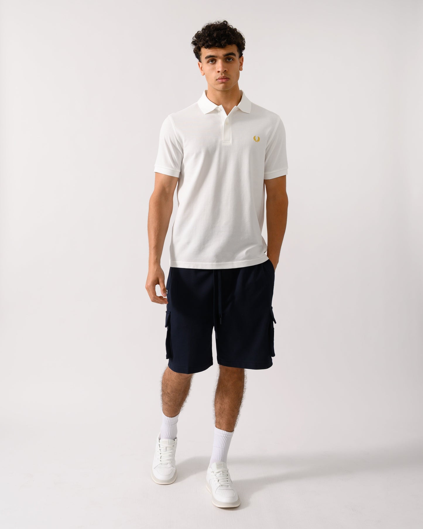 Fred Perry Mens Plain Signature Polo Shirt - Snow White/Honeycomb Y53