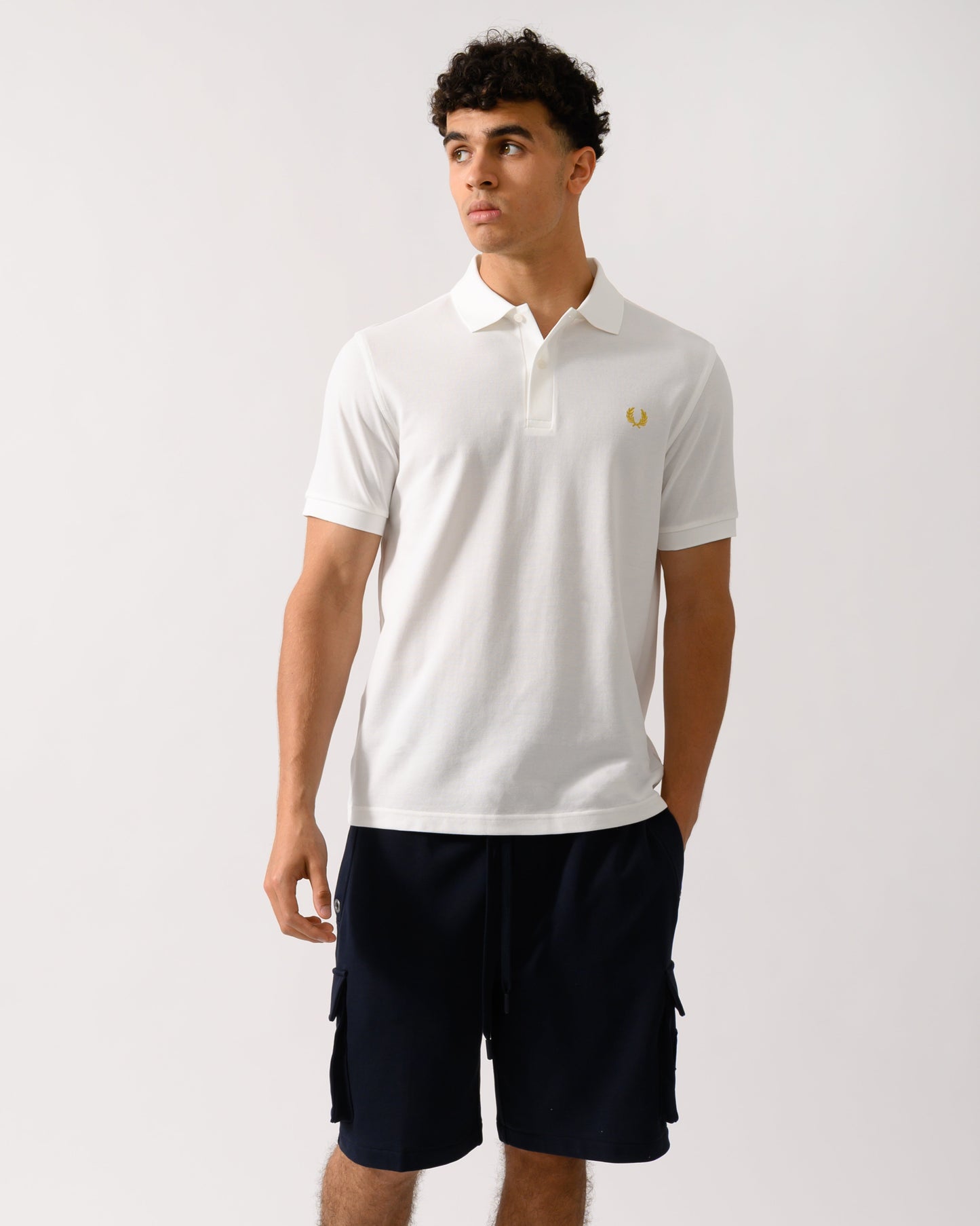 Fred Perry Mens Plain Signature Polo Shirt - Snow White/Honeycomb Y53