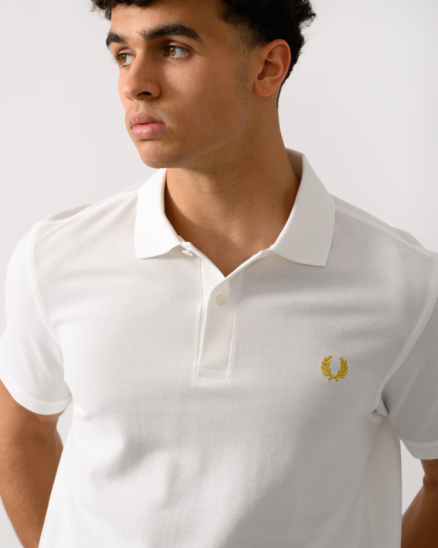 Fred Perry Mens Plain Signature Polo Shirt - Snow White/Honeycomb Y53