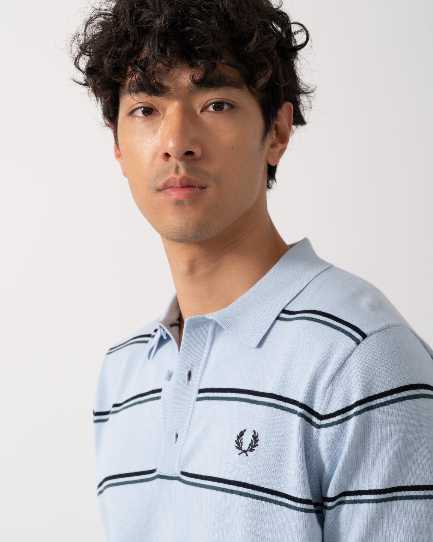 Fred Perry Mens Striped Knitted Shirt