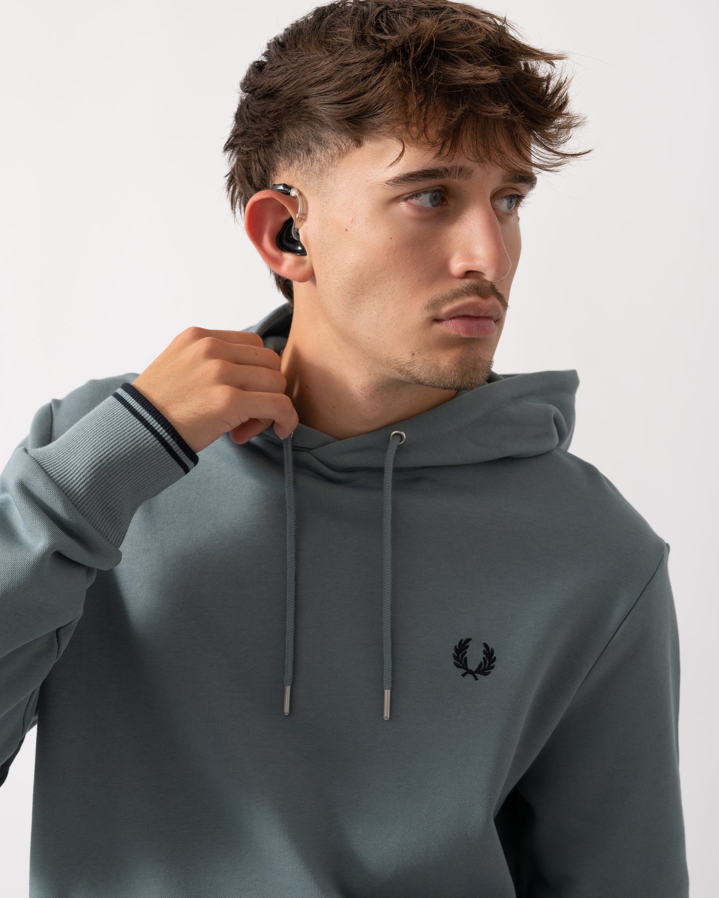 Fred Perry Mens Tipped Hooded Sweatshirt - Stockport Blue/Navy Z56