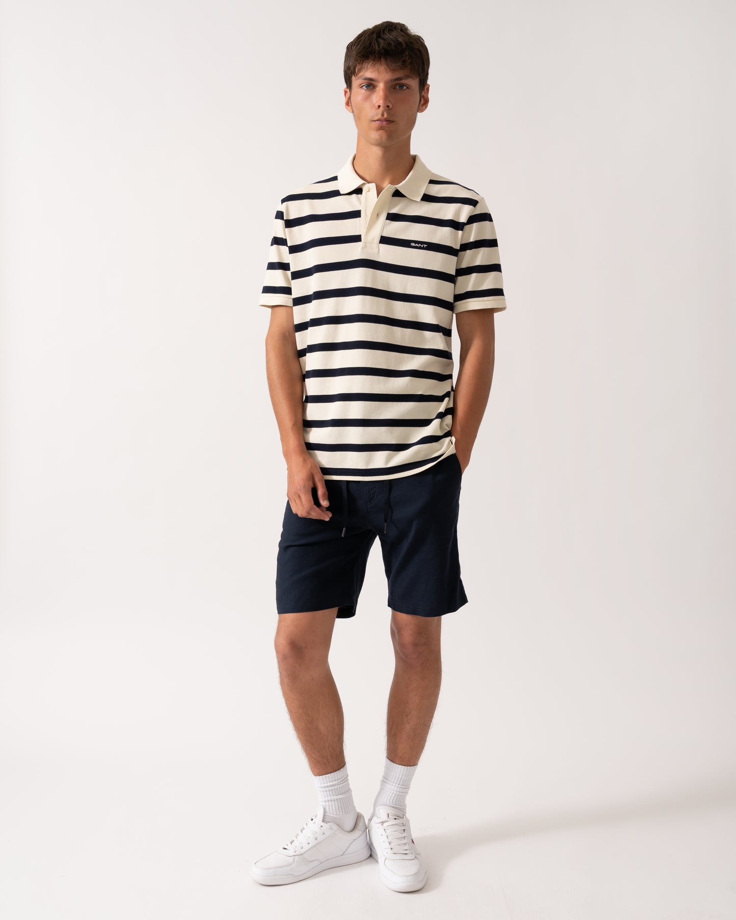 GANT Men Striped Polo Shirt - 130 Cream