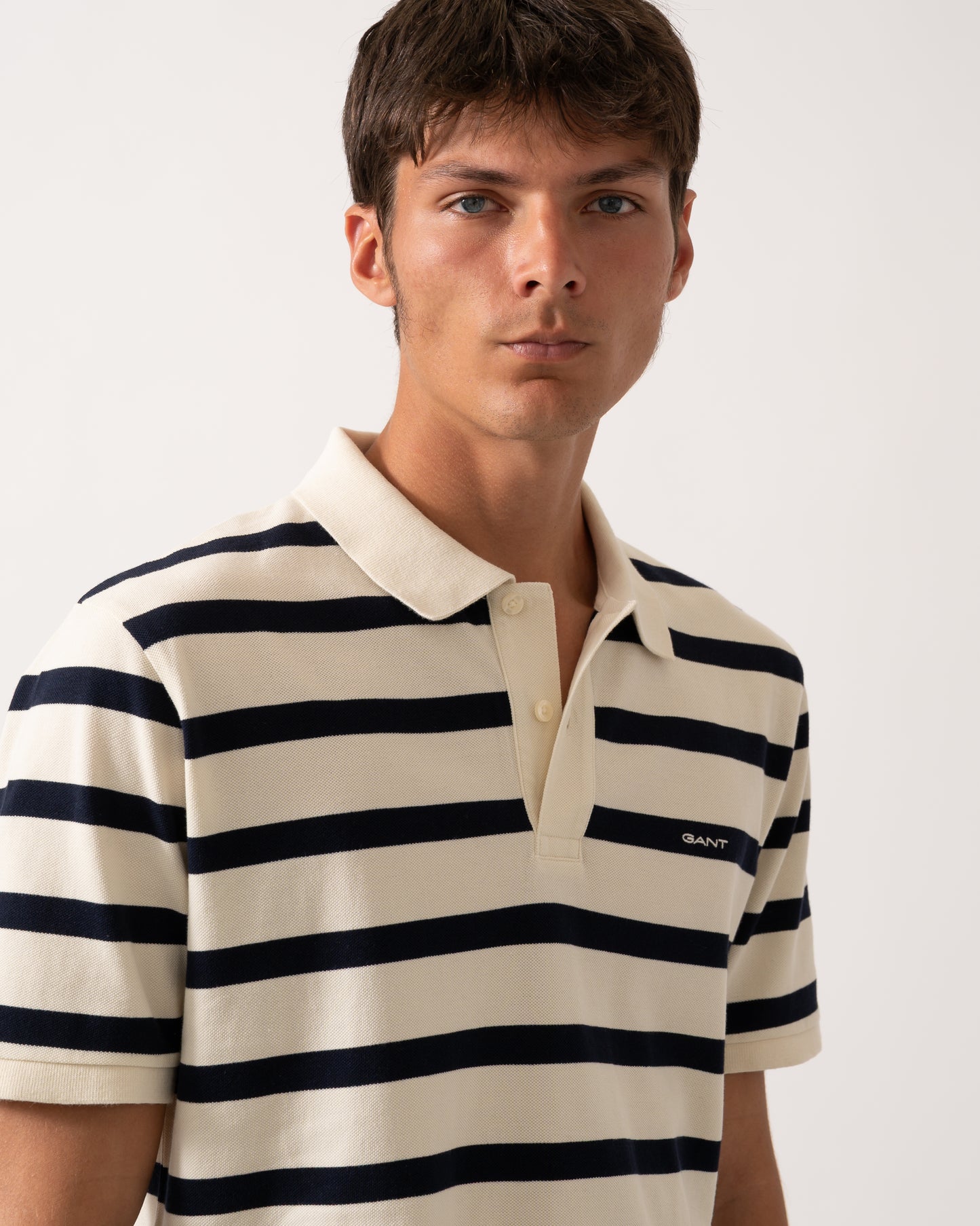 GANT Men Striped Polo Shirt - 130 Cream