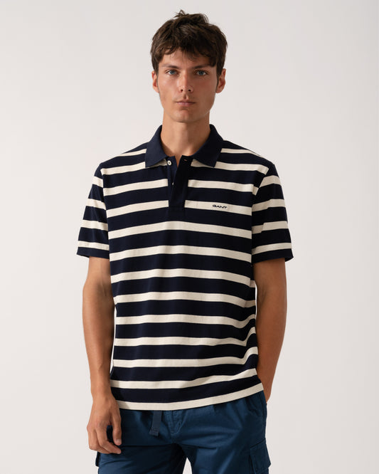 GANT Men Striped Polo Shirt - 433 Evening Blue