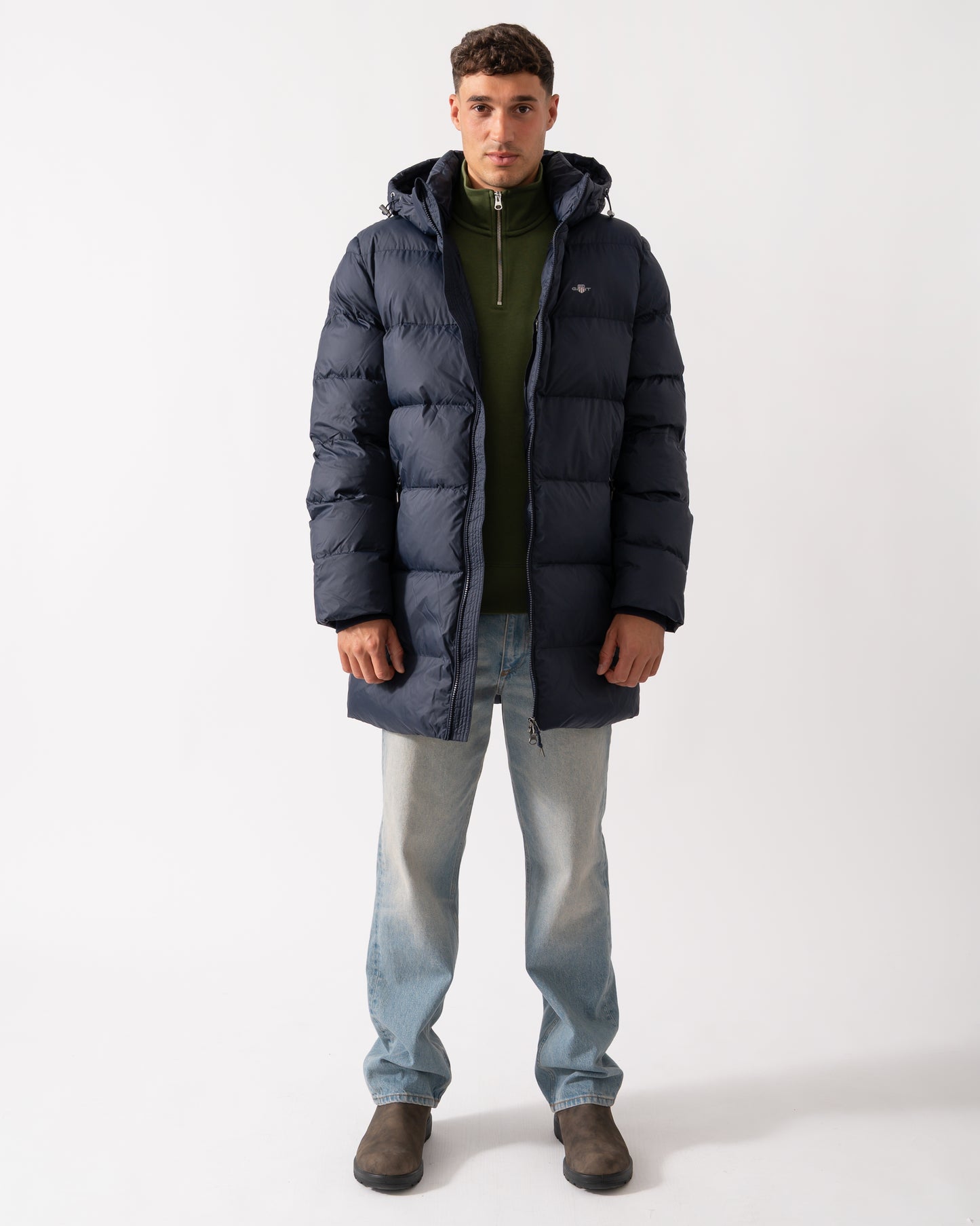 GANT Mens Active Cloud Mid Length Puffer Jacket - 433 Evening Blue