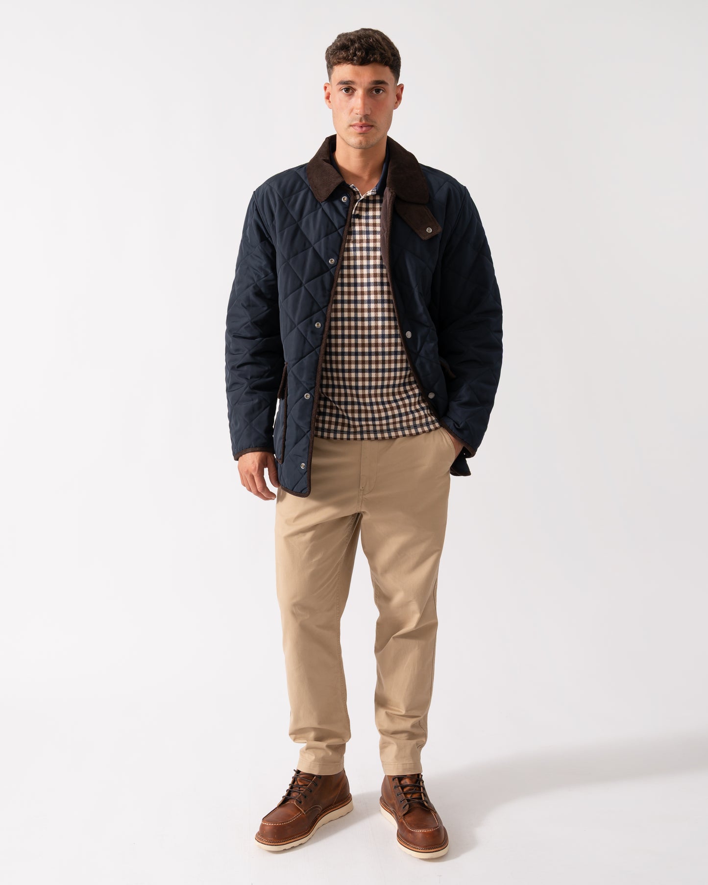 GANT Mens Diamond Quilted Fleece Jacket - 433 Evening Blue