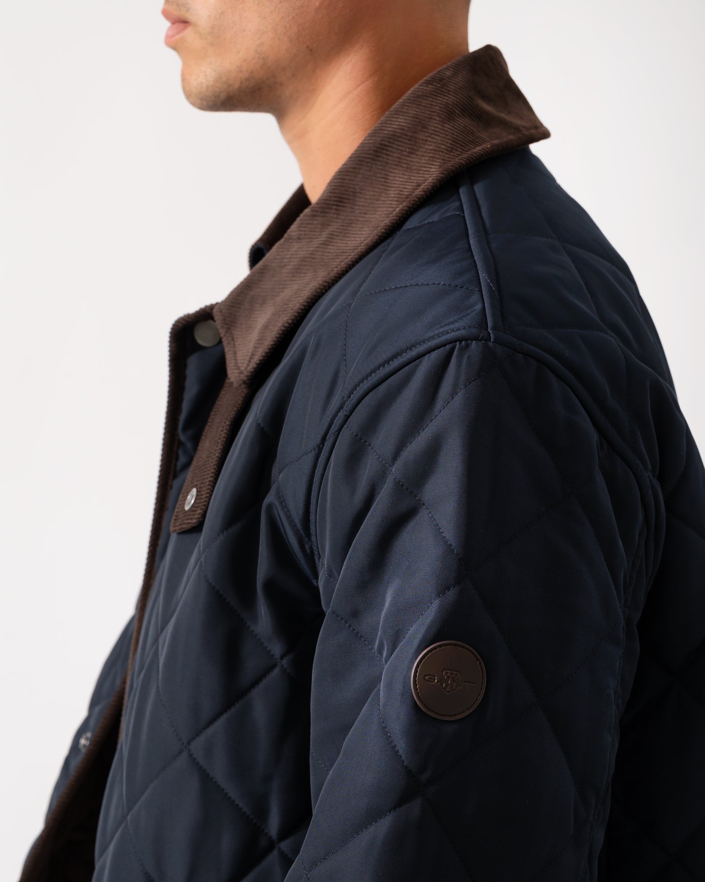 GANT Mens Diamond Quilted Fleece Jacket - 433 Evening Blue
