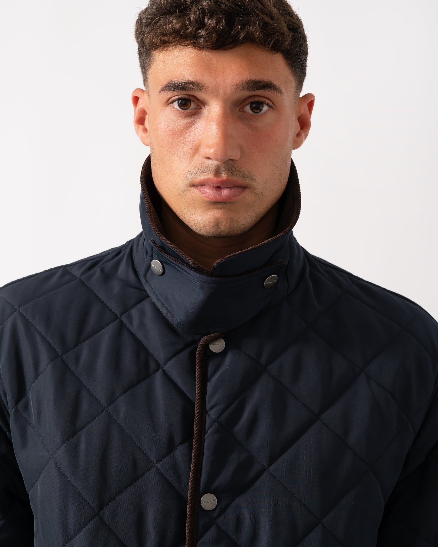 GANT Mens Diamond Quilted Fleece Jacket - 433 Evening Blue