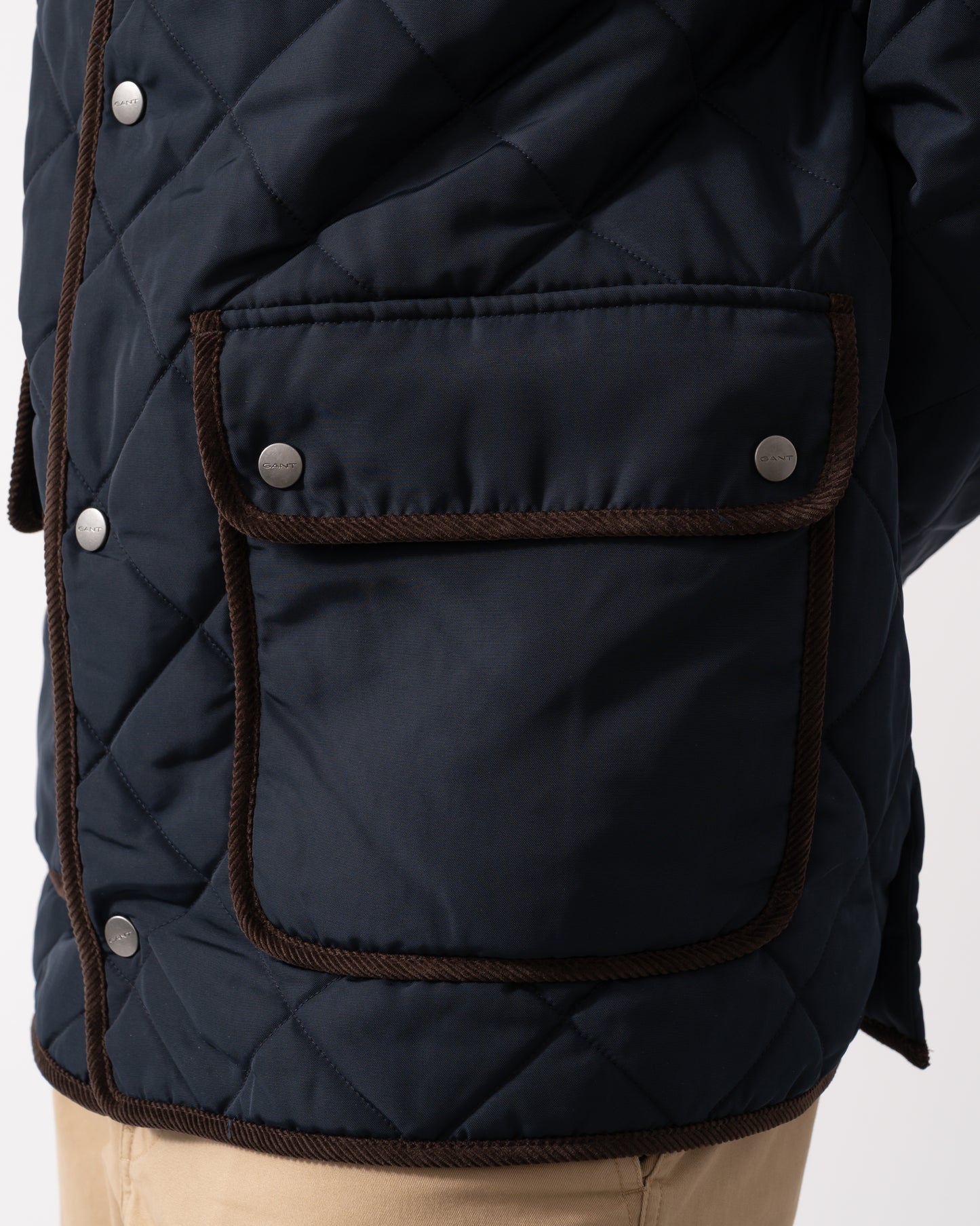 GANT Mens Diamond Quilted Fleece Jacket - 433 Evening Blue