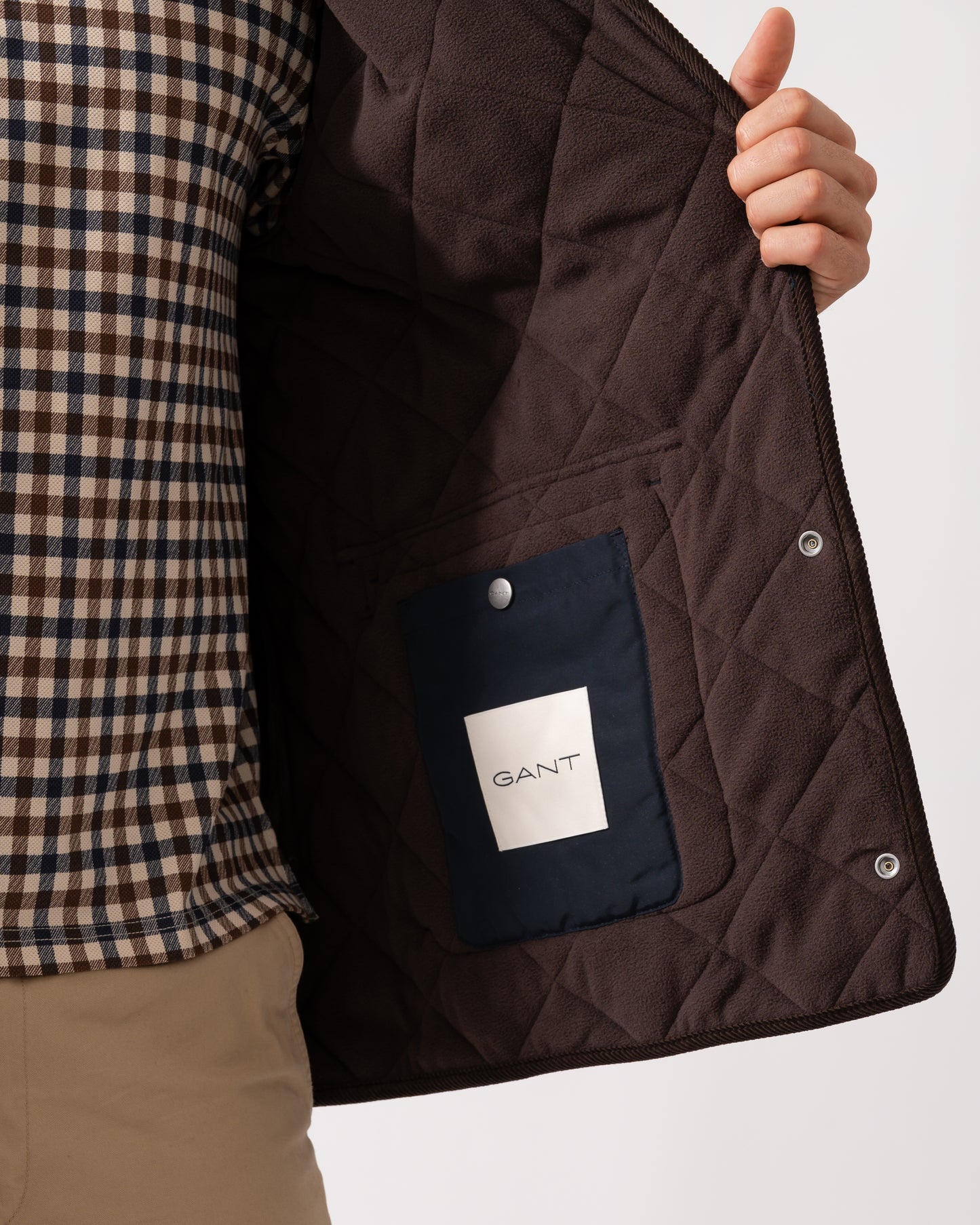 GANT Mens Diamond Quilted Fleece Jacket - 433 Evening Blue