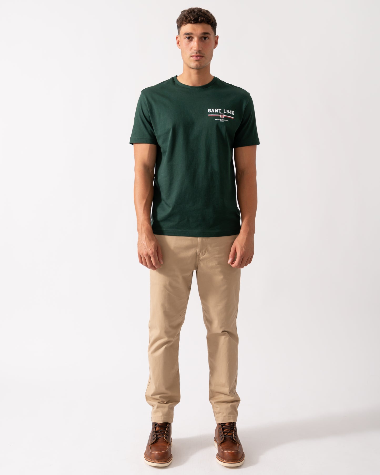 GANT Mens Graphic Short Sleeve T-Shirt - 374 Tartan Green