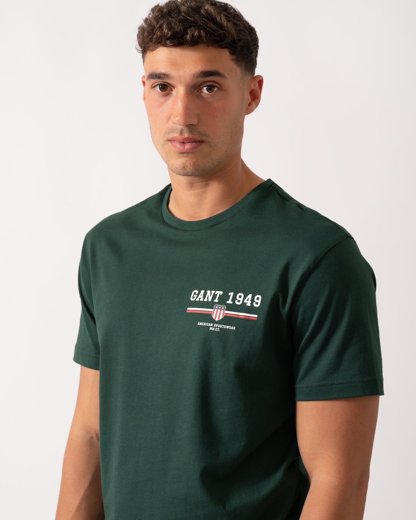 GANT Mens Graphic Short Sleeve T-Shirt - 374 Tartan Green