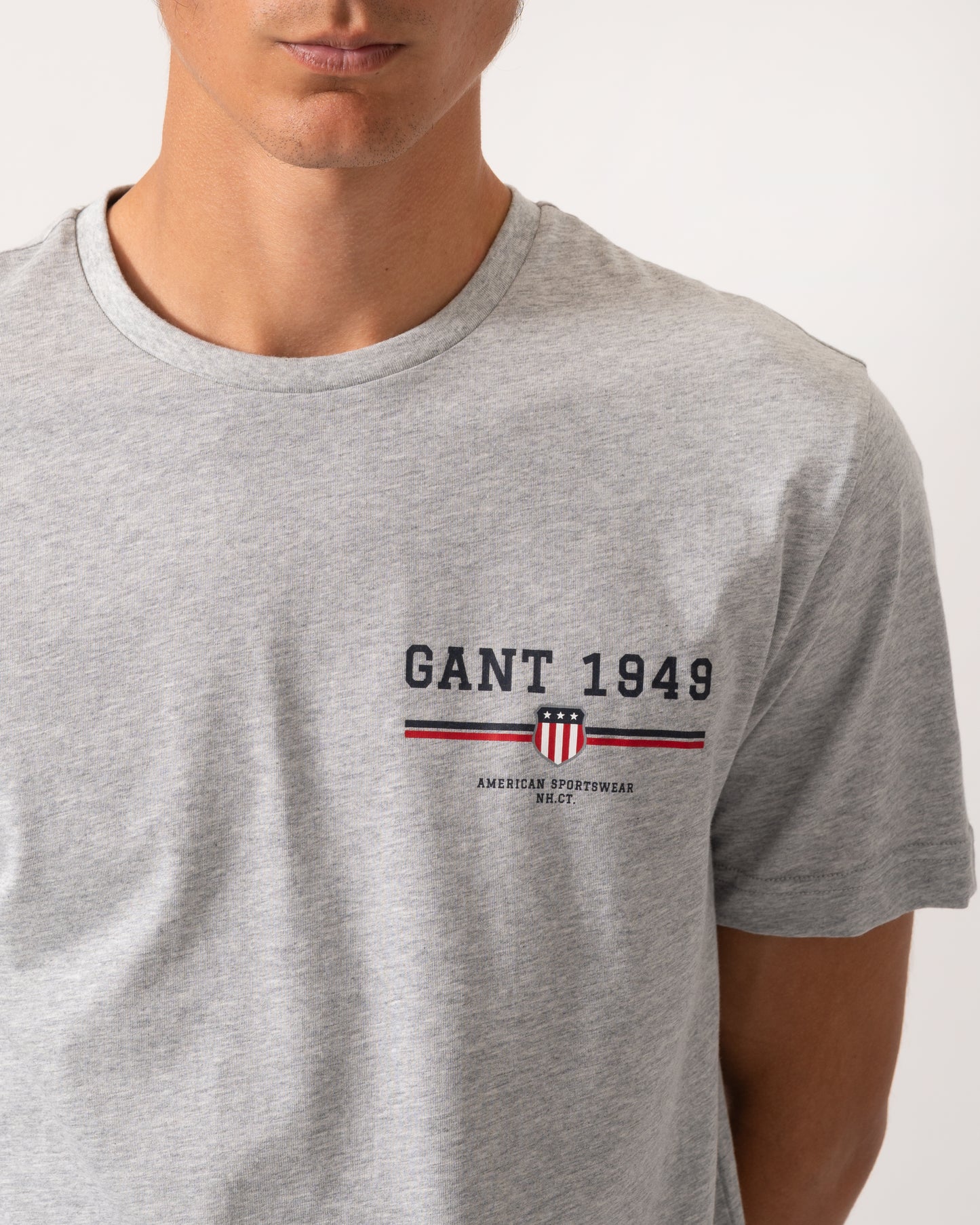 GANT Mens Graphic Short Sleeve T-Shirt - 93 Grey Melange