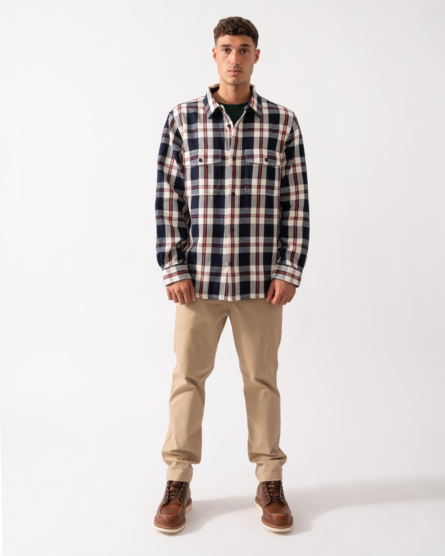 GANT Mens Heavy Twill Check Overshirt - 433 Evening Blue