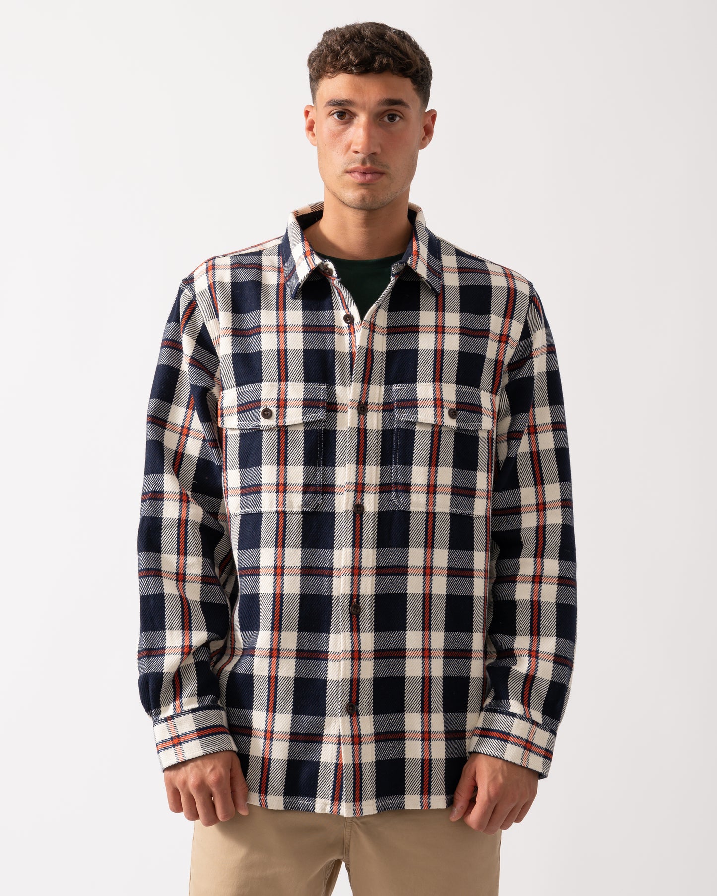 GANT Mens Heavy Twill Check Overshirt - 433 Evening Blue