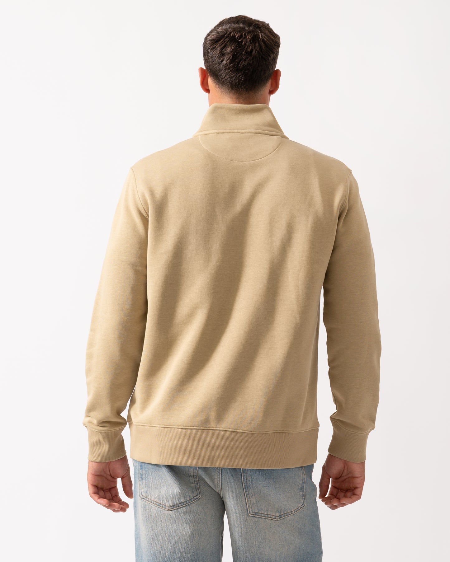 GANT Mens Regular Fit Shield Logo Half Zip Sweatshirt - 224 Woody Beige