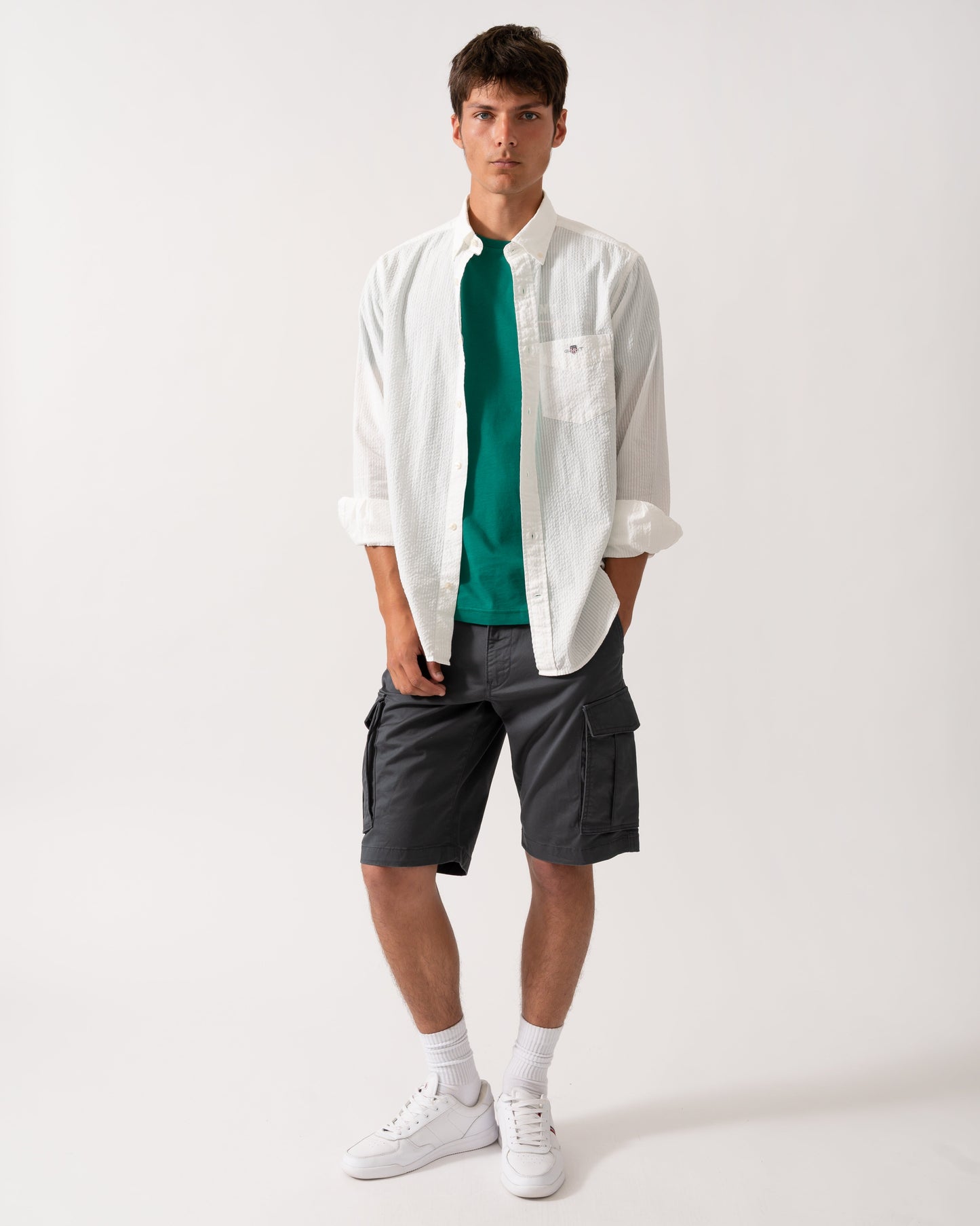 GANT Mens Regular Fit Solid Seersucker Shirt - 113 Eggshell