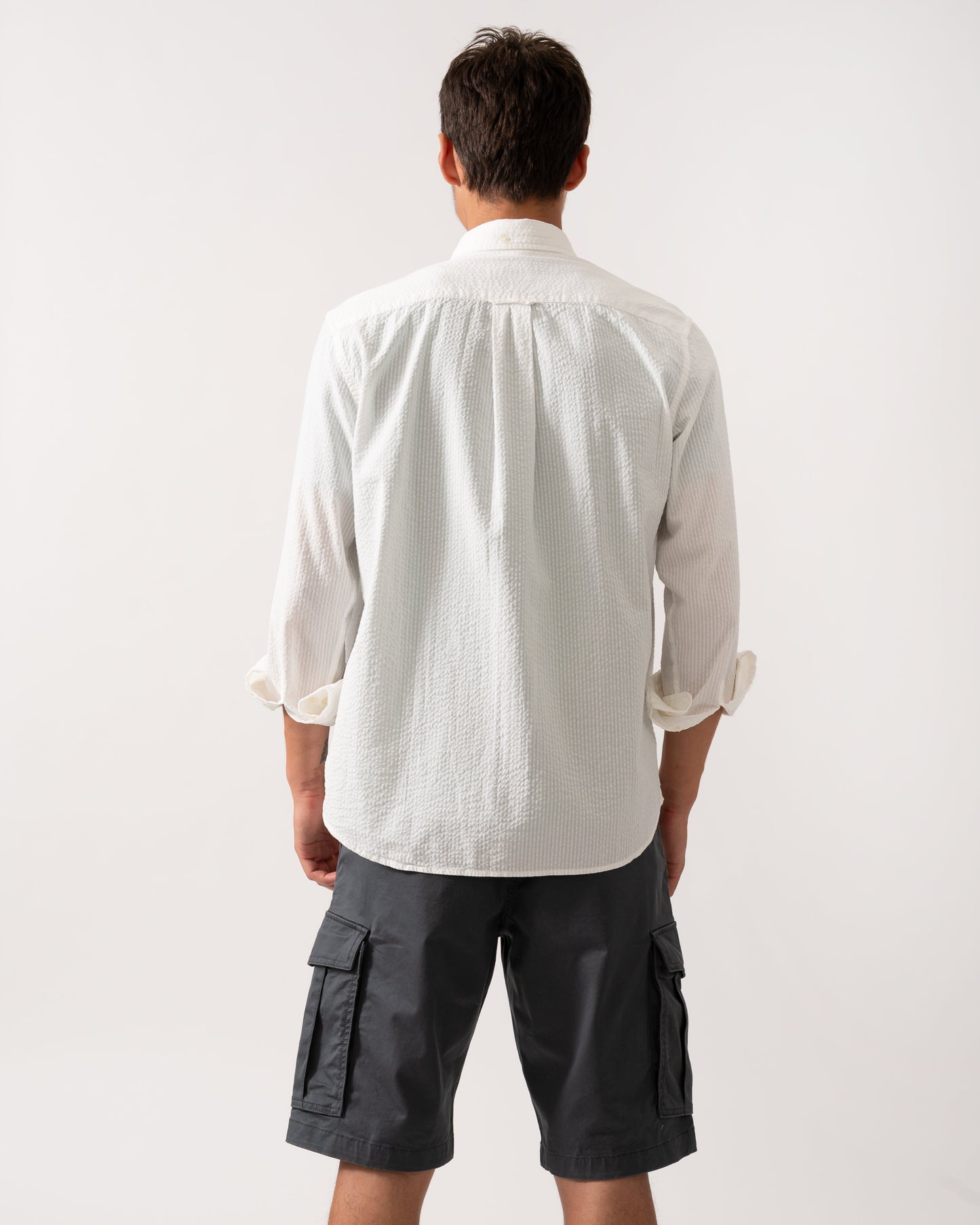 GANT Mens Regular Fit Solid Seersucker Shirt - 113 Eggshell