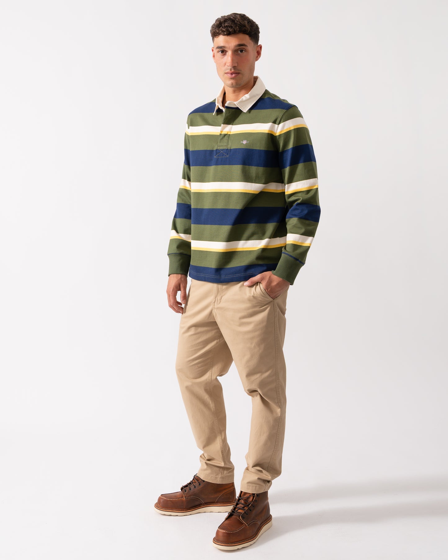 GANT Mens Striped Heavy Rugger - 360 Country Green
