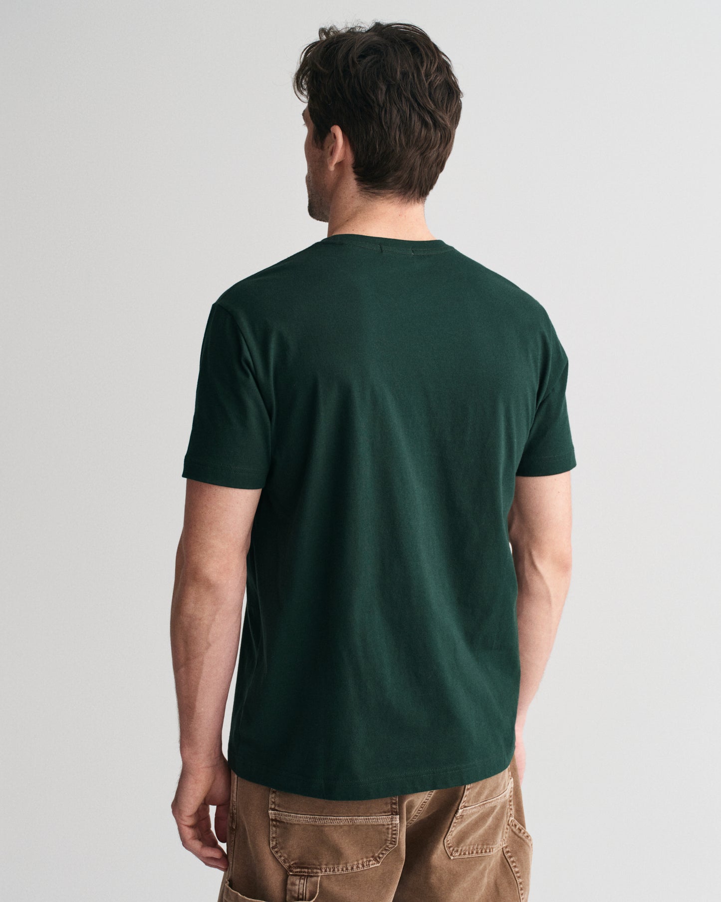 GANT Mens Regular Fit Short Sleeve Shield Logo T-Shirt - 374 Tartan Green