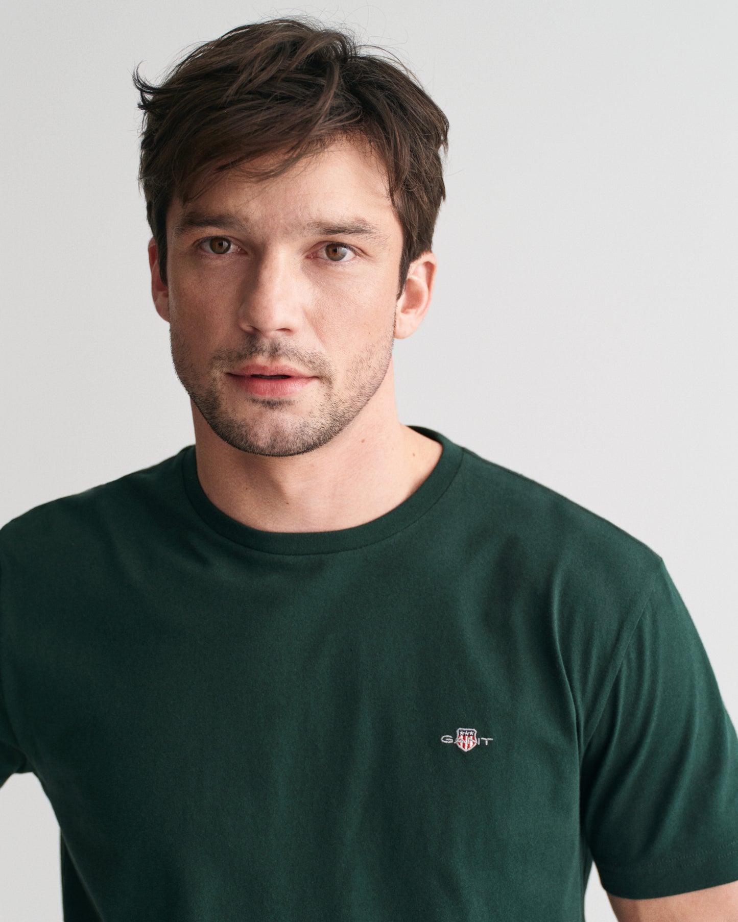 GANT Mens Regular Fit Short Sleeve Shield Logo T-Shirt - 374 Tartan Green