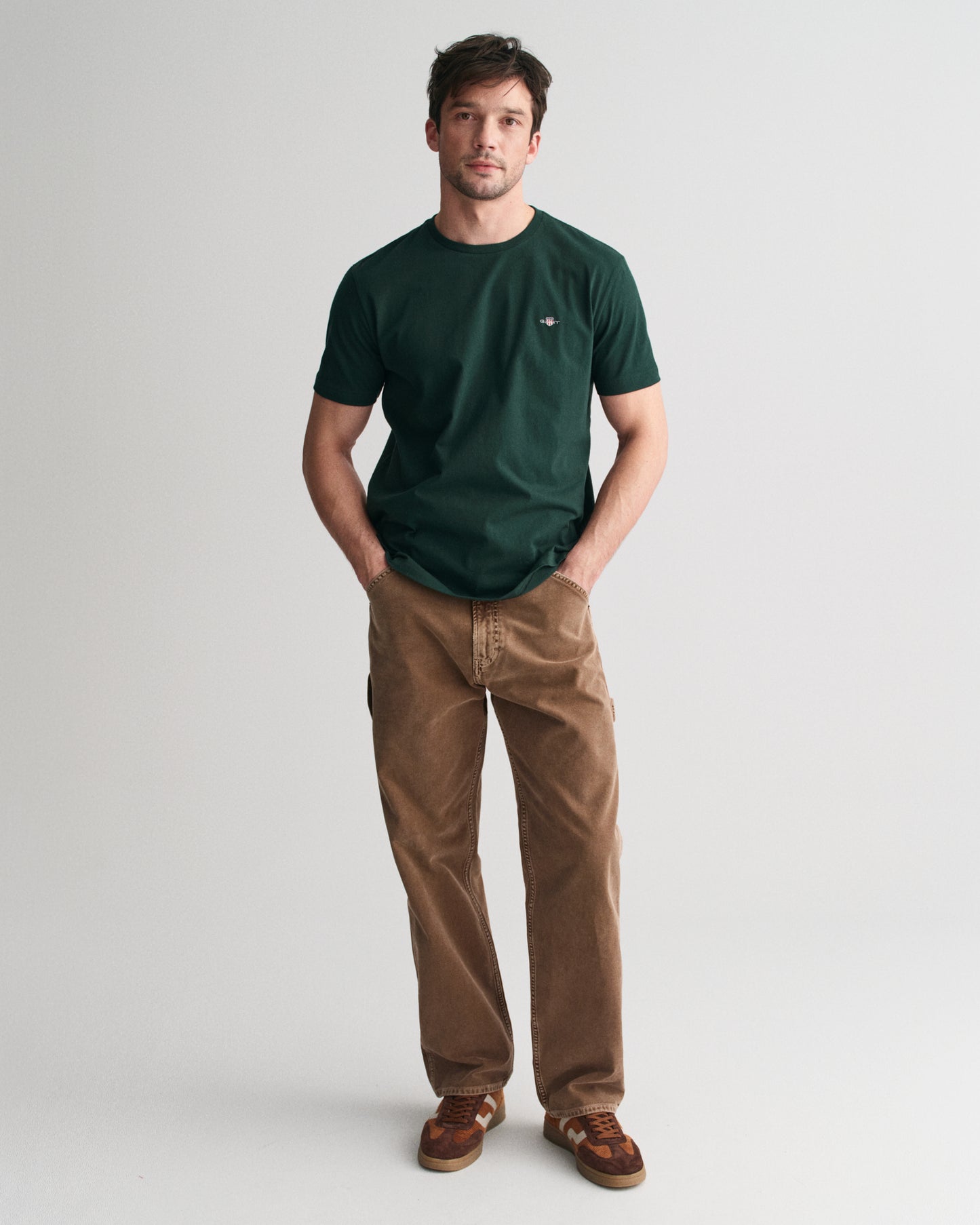 GANT Mens Regular Fit Short Sleeve Shield Logo T-Shirt - 374 Tartan Green