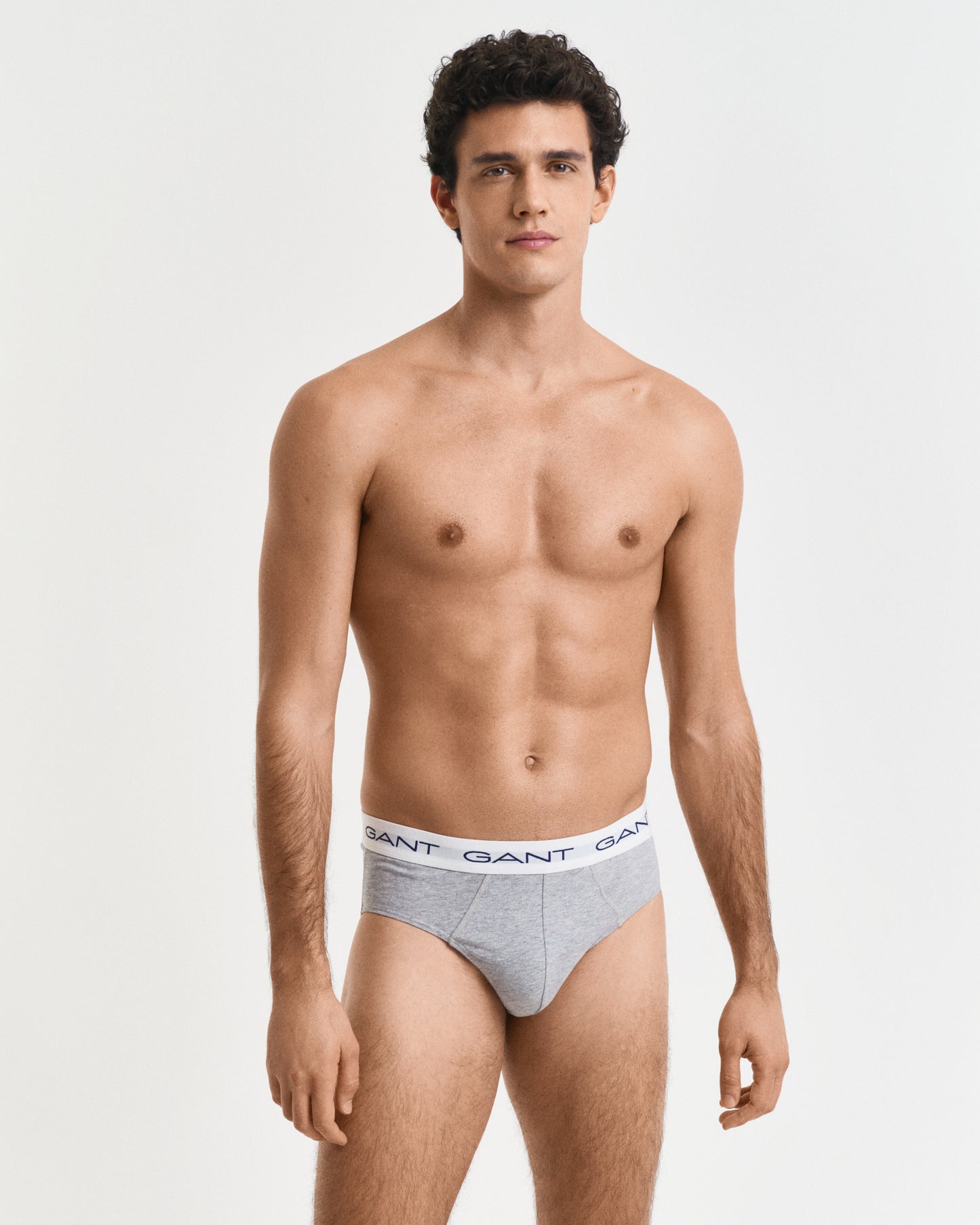 GANT 3-Pack Mens Logo Waistband Briefs - 94 Light Grey Melange