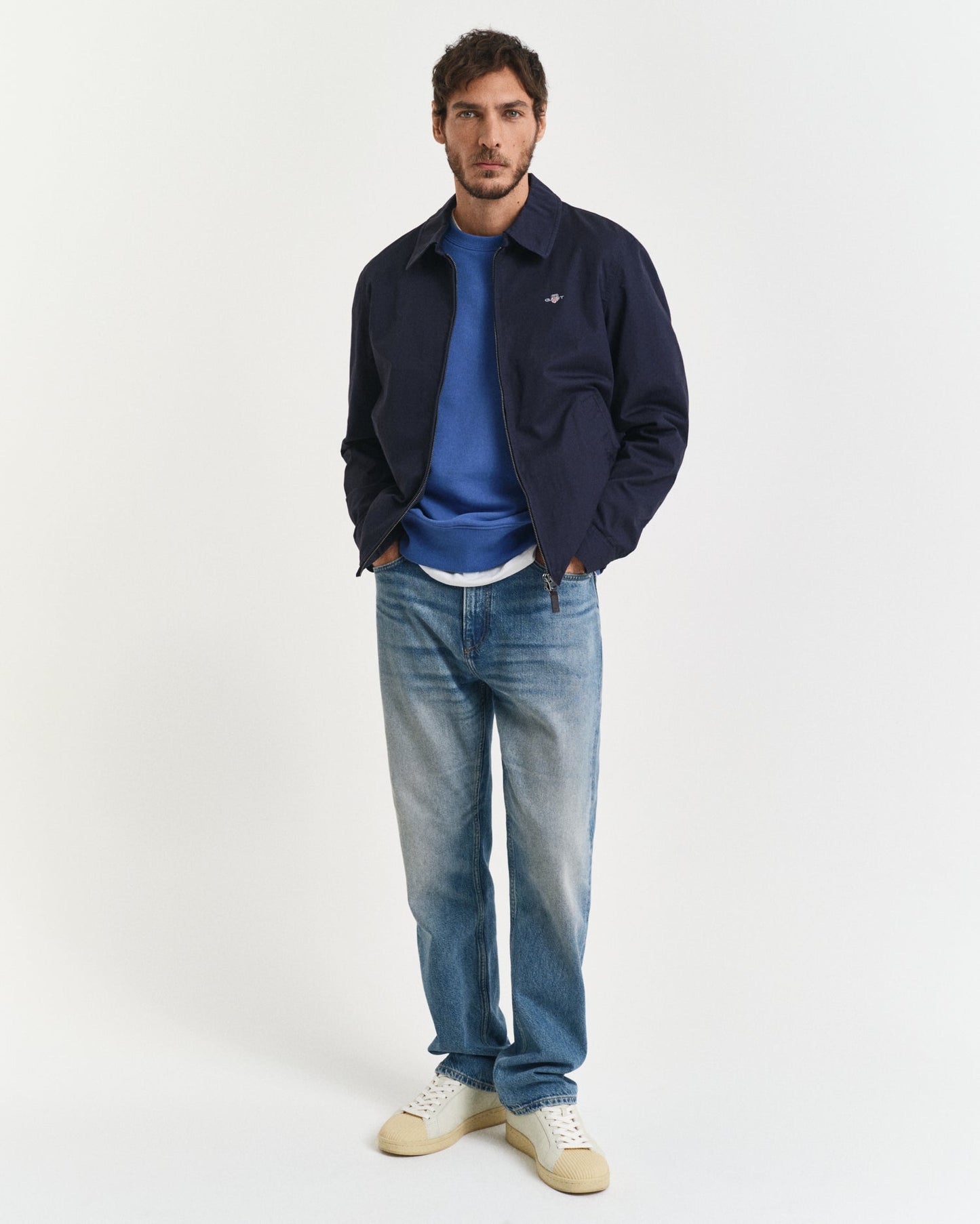GANT Mens Regular Fit Shield Logo Crew Neck Sweatshirt - 407 Rich Blue