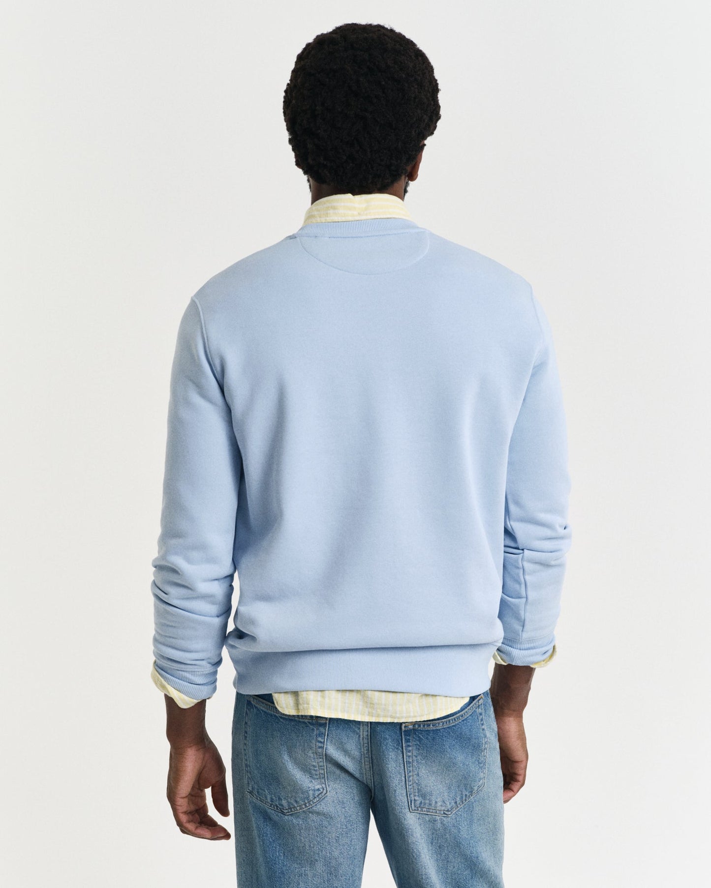 GANT Mens Regular Fit Shield Logo Crew Neck Sweatshirt - 457 Fresh Blue