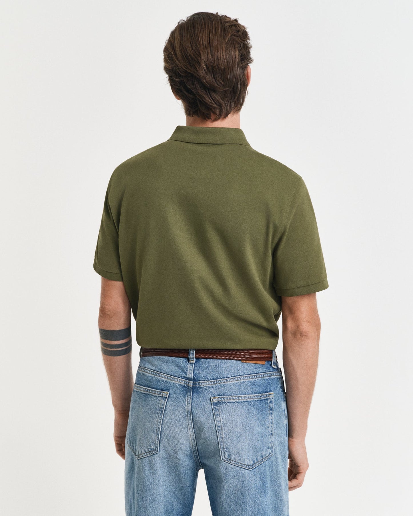 GANT Mens Regular Fit Short Sleeve Shield Logo Pique Polo - 303 Moss Green