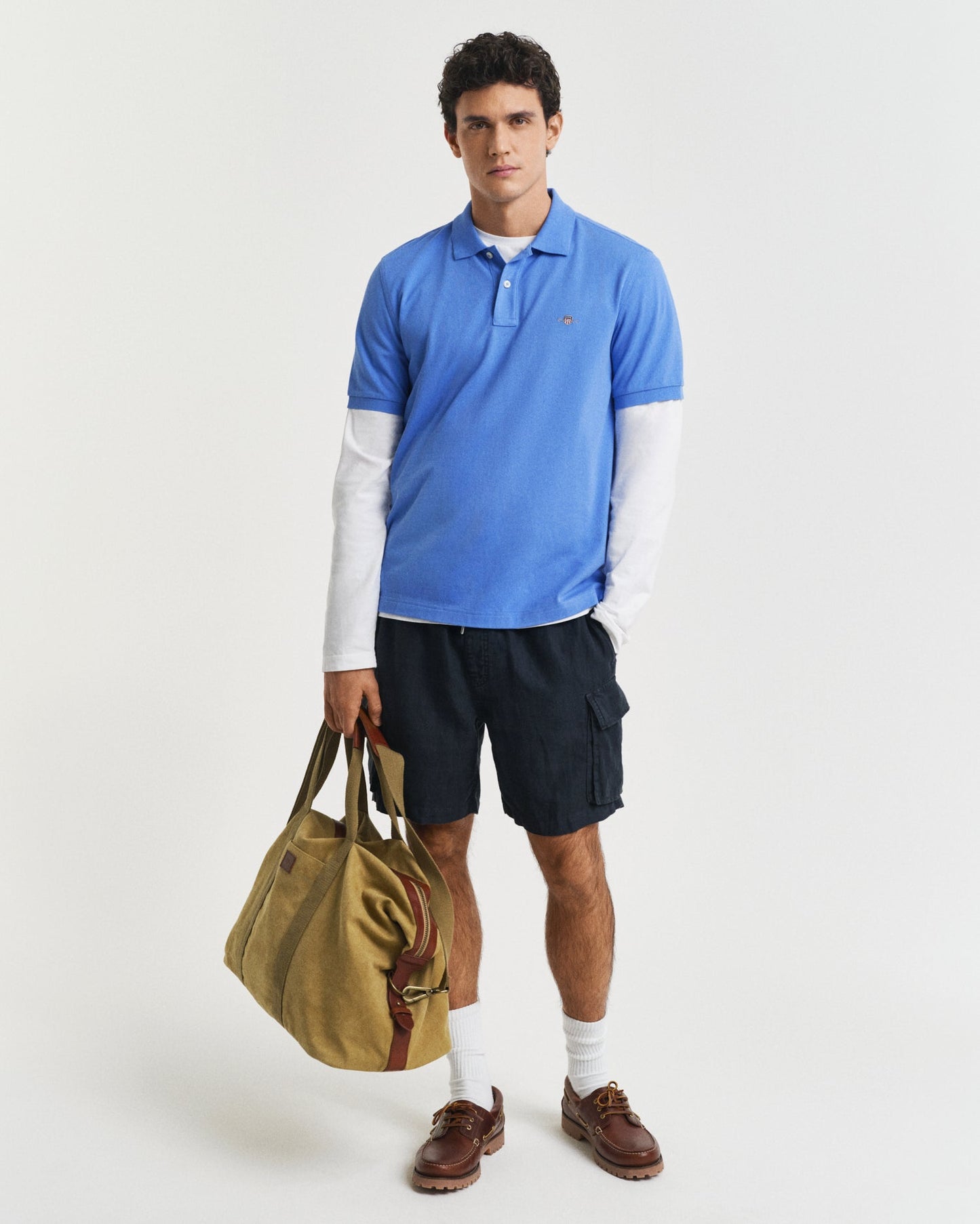 GANT Mens Regular Fit Short Sleeve Shield Logo Pique Polo - 419 Perfect Blue