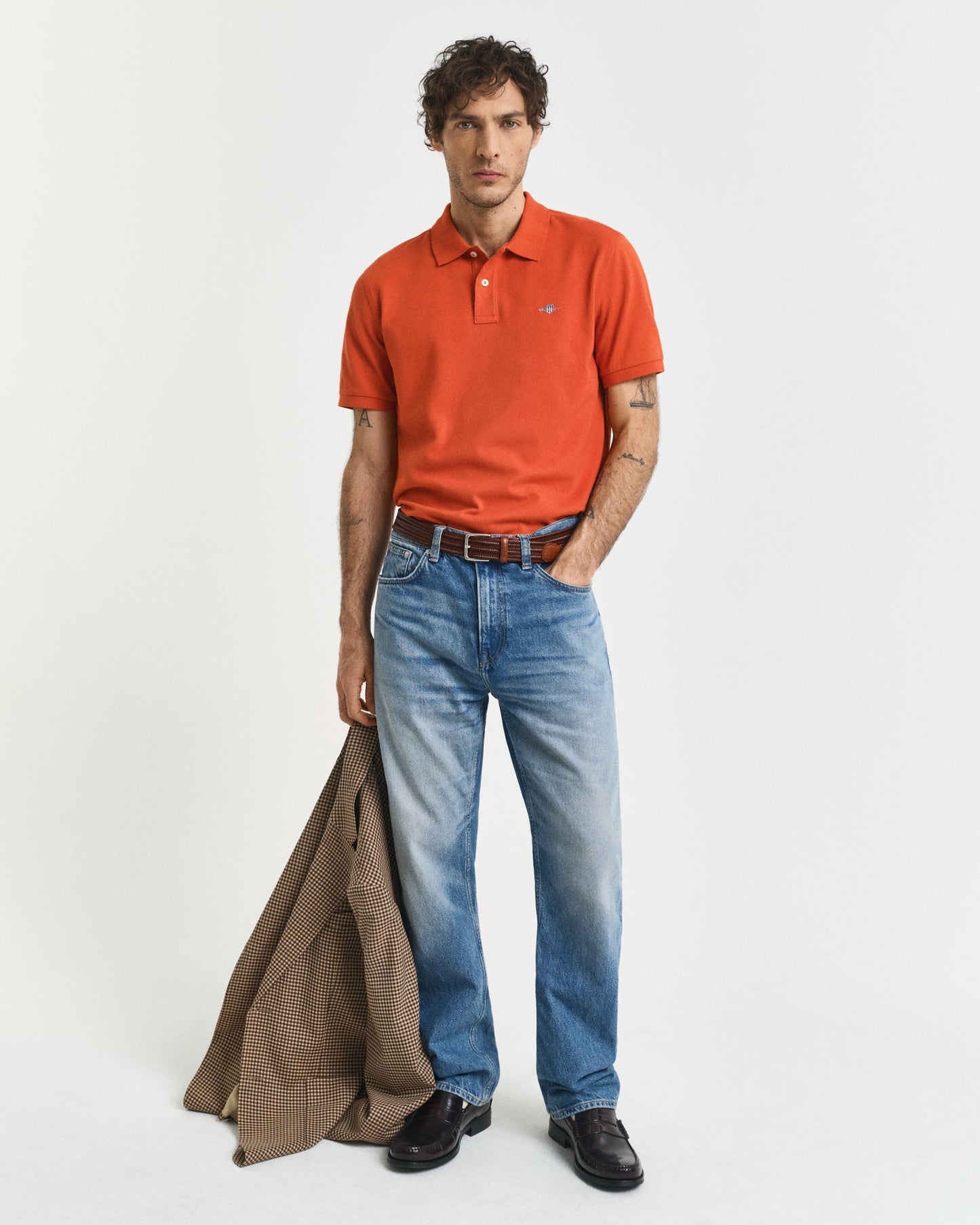 GANT Mens Regular Fit Short Sleeve Shield Logo Pique Polo - 845 Deep Orange