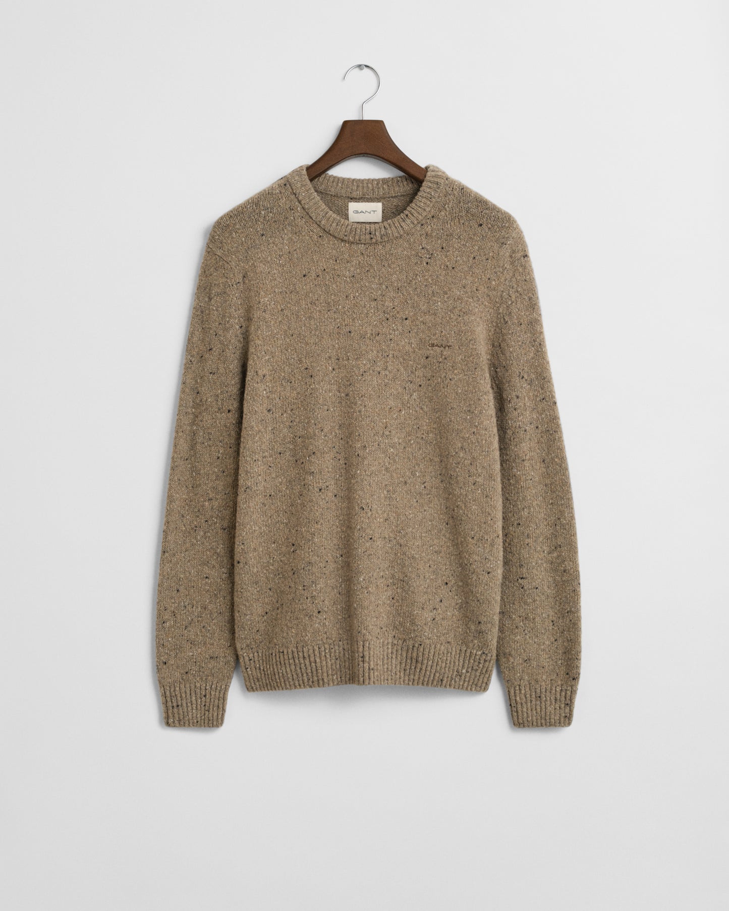 GANT Mens Wool Blend Neps Crew Neck Jumper - 295 Dark Sand Melange