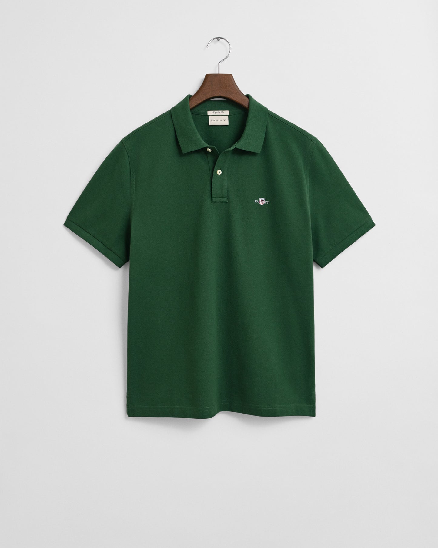 GANT Mens Regular Fit Short Sleeve Shield Logo Pique Polo - 338 Forest Green