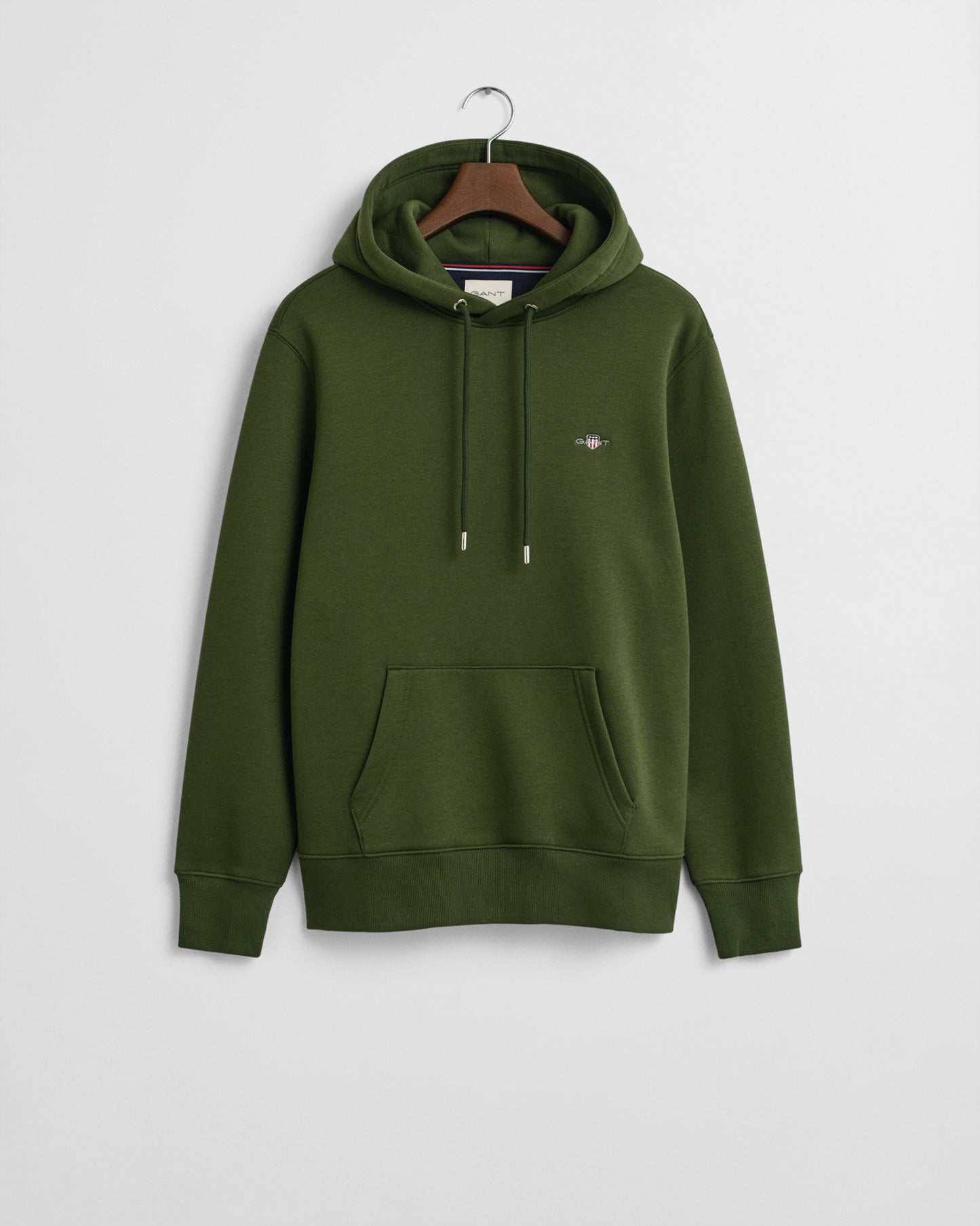 GANT Mens Regular Fit Shield Logo Pullover Hoodie - 360 Country Green